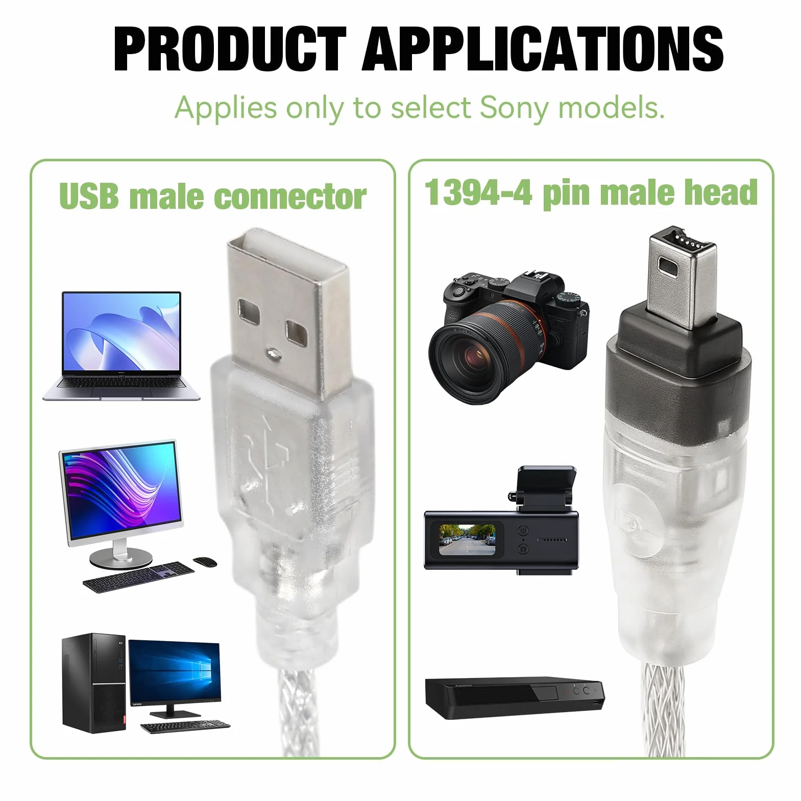 FireWire na USB C 1394 4-pinowy kabel przejściowy męski