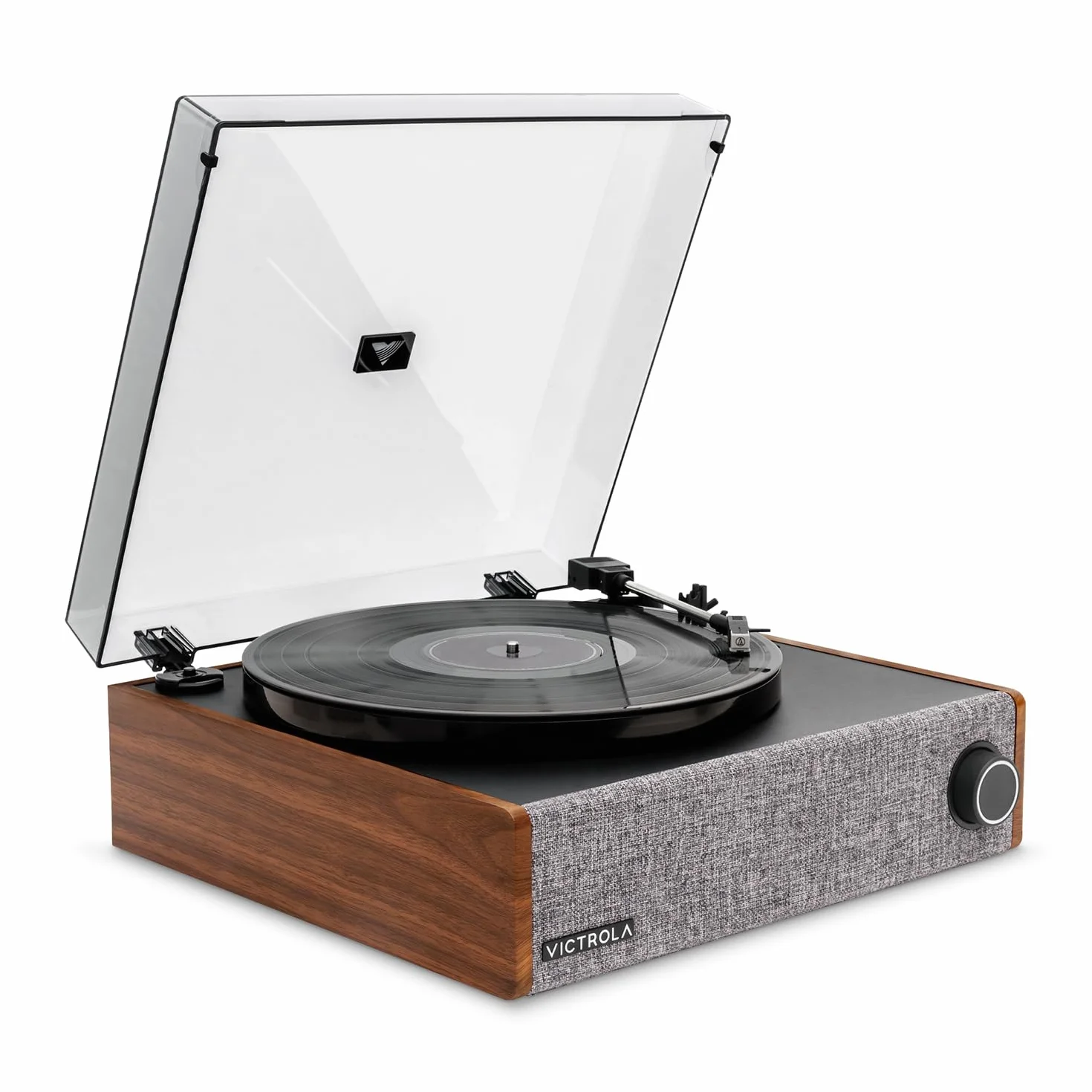 Victrola Eastwood LP – gramofon Bluetooth 3-biegowy z wkładką AT-3600L MM, Vinyl Stream, głośnikiem antypoślizgowym, wyjściem RCA i 3,5 mm (Orzech)