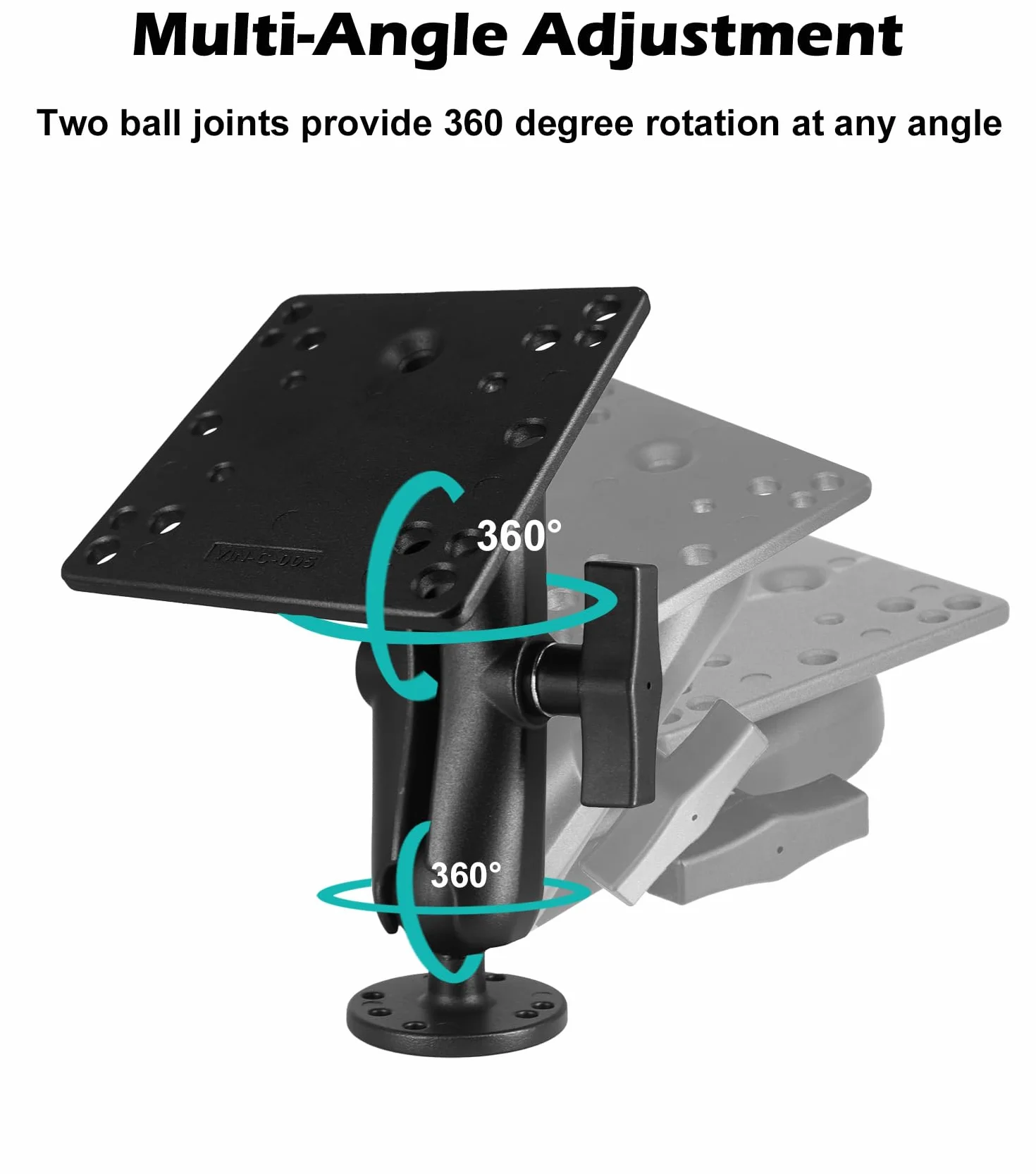 Aluminiowe ramię łączące 1,5" z podstawą VESA 100 x 100 mm, przemysłowy uchwyt do monitora, podwójne ramię z adapterem kulowym 38 mm/1,5 cala/C, obracane o 360°, kompatybilne z uchwytami Ram