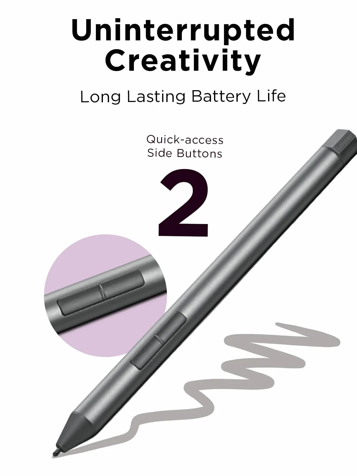 Lenovo Digital Pen 2 - cyfrowy Boligraf z 4096 poziomami czułości ciśnienia, kolor szary