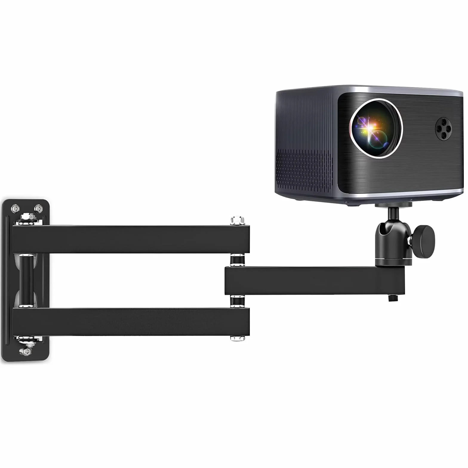 Uchwyt ścienny do projektora, obracanego o 360°, uniwersalny uchwyt do projektora, metalowy uchwyt ścienny, do projektora 1/4 cala