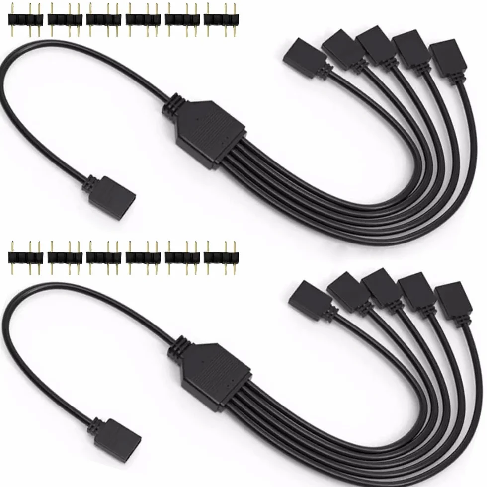 Gebildet Kabel rozdzielacza ARGB 1 do 5, adresowalny 3-pinowy przedłużacz RGB 5 V, kabel do synchronizacji ARGB LED do przedłużania wentylatorów ARGB lub serii LED do komputera PC