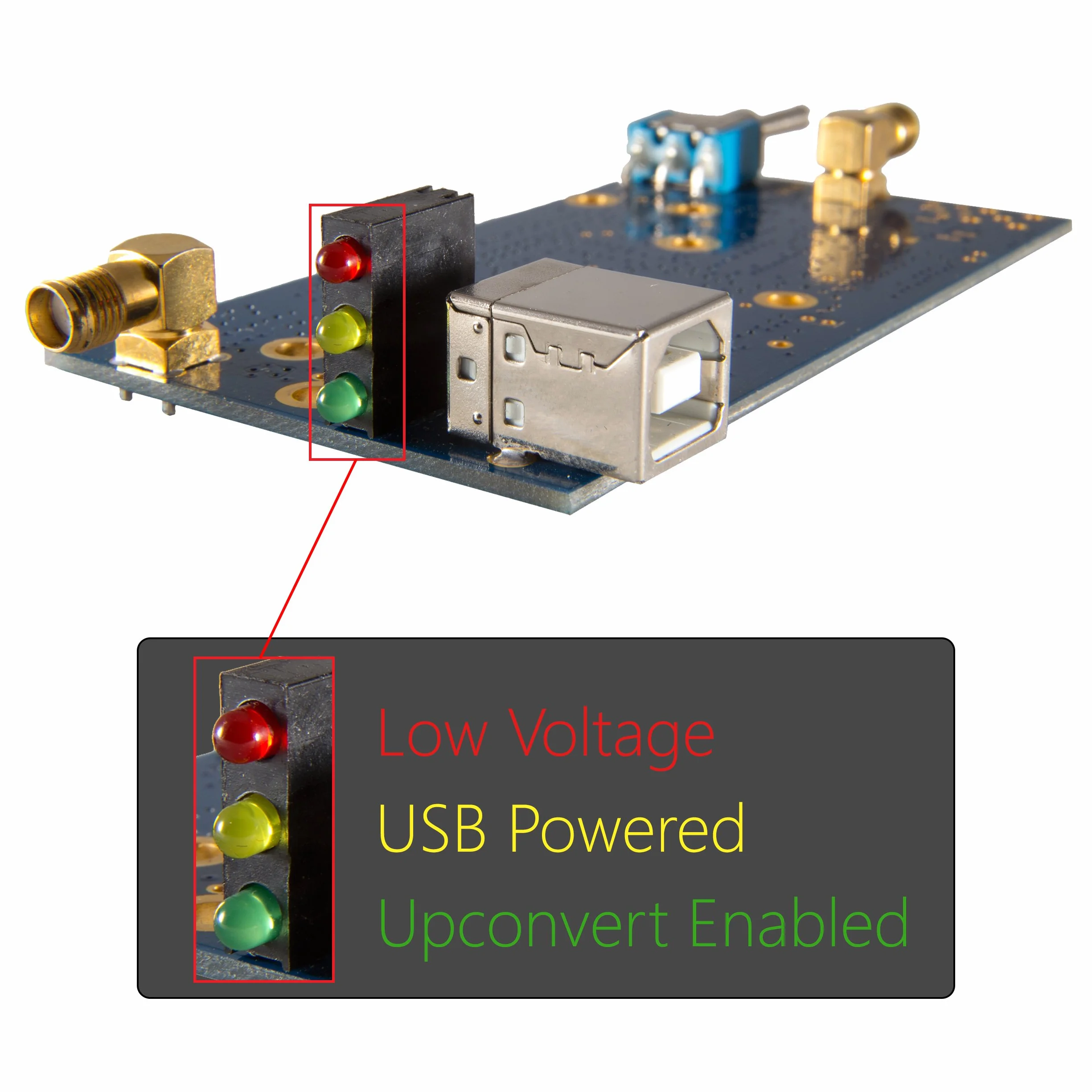 Ham It Up v1.3 Barebones - NooElec RF Upconverter do radia definiowanego programowo. Współpracuje z większością SDR, takich jak HackRF i RTL-SDR (RTL2832U z tunerami E4000, FC0013 lub R820T);