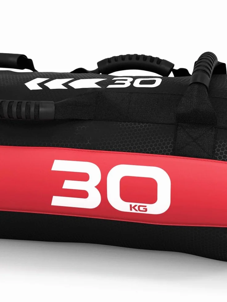 Atletica Worek na piasek 30 kg, worek do treningu funkcjonalnego całego ciała, wytrzymały nylon Cordura, 7 uchwytów