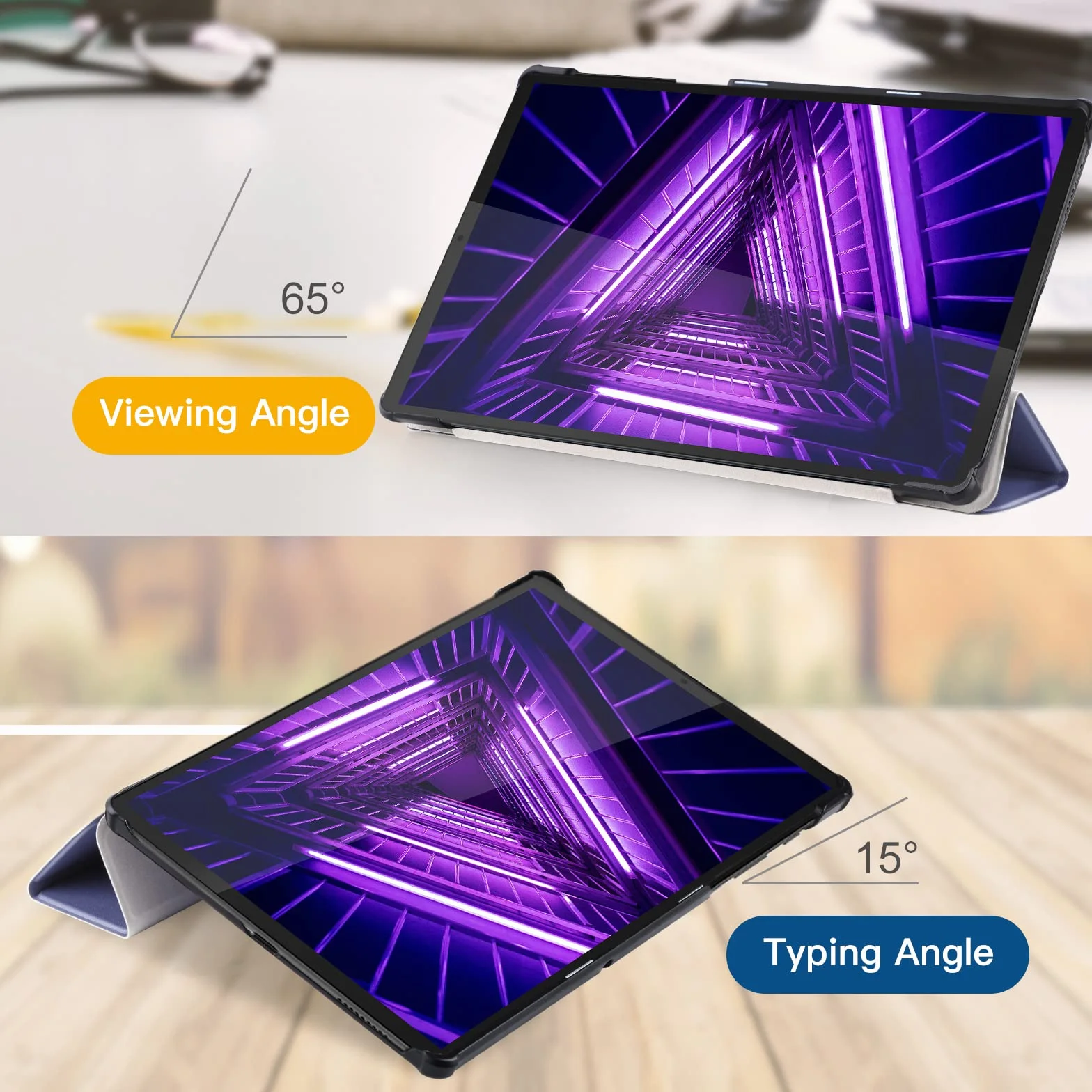 Hianjoo Etui kompatybilne z Lenovo Tab M10 FHD Plus 10.3, ultra cienkie, skórzane etui ochronne z funkcją stojaka, kompatybilne z Lenovo Tab M10 FHD Plus (2nd Gen) 10.3 TB-X606F, fioletowo-szare