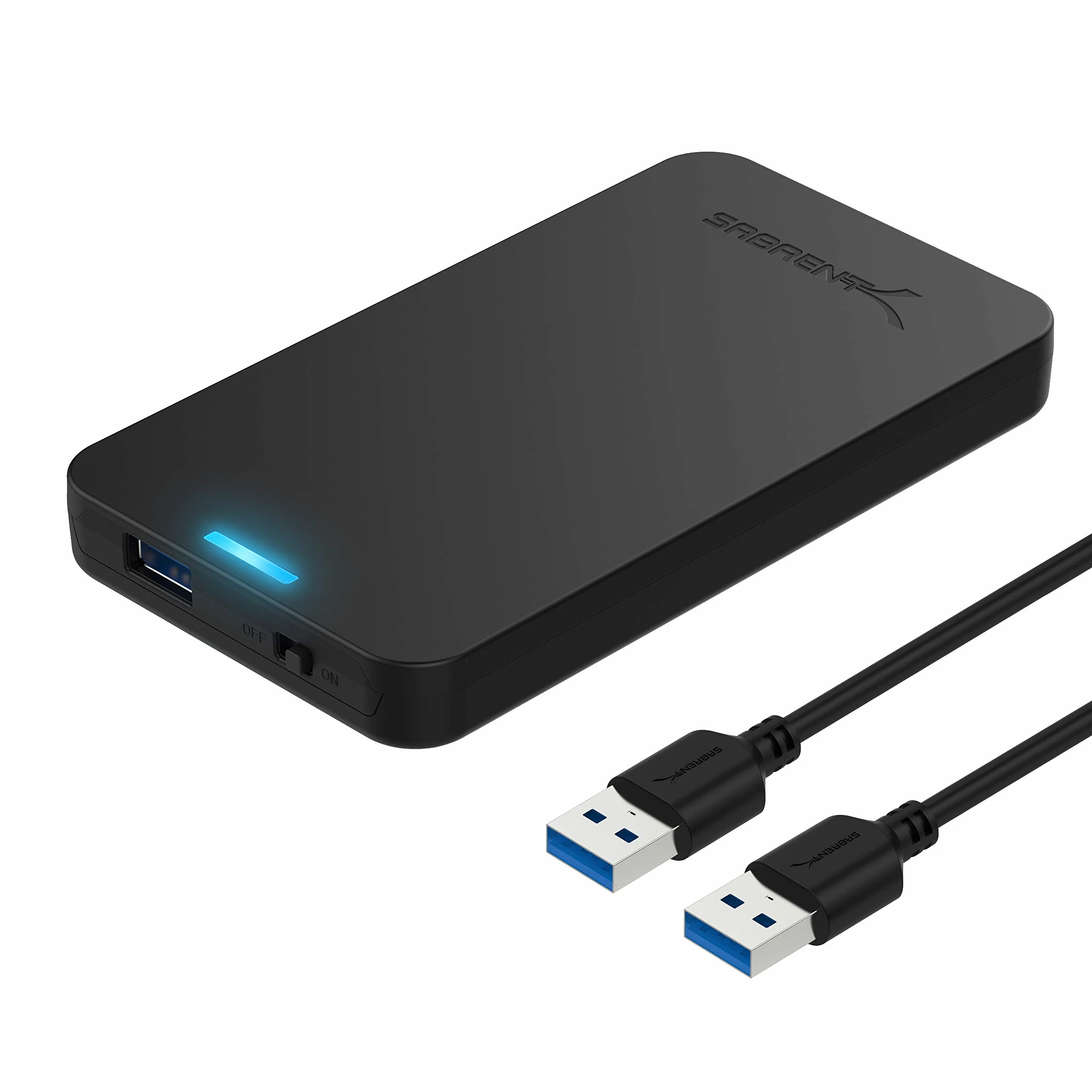 SABRENT 2.5 cala SATA na USB 3.0 Gen 1 SSD/HDD Zewnętrzna obudowa dysku twardego, zewnętrzna obudowa dysku twardego, adapter dysku twardego 7 mm/9,5 mm, [Obsługa SATA I II III UASP] Czarny (EC-UASP)