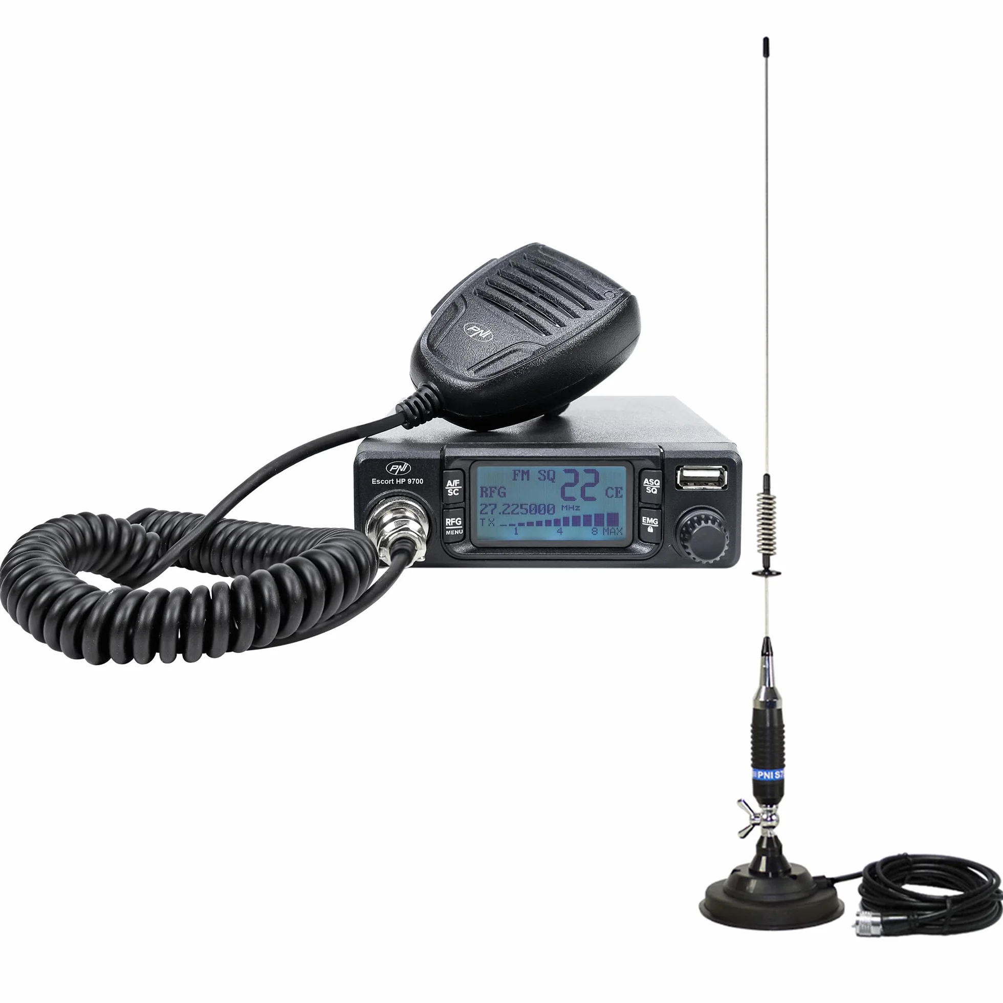CB PNI Escort Stacja radiowa CB HP 9700 USB i antena CB PNI S75 z podstawą magnetyczną