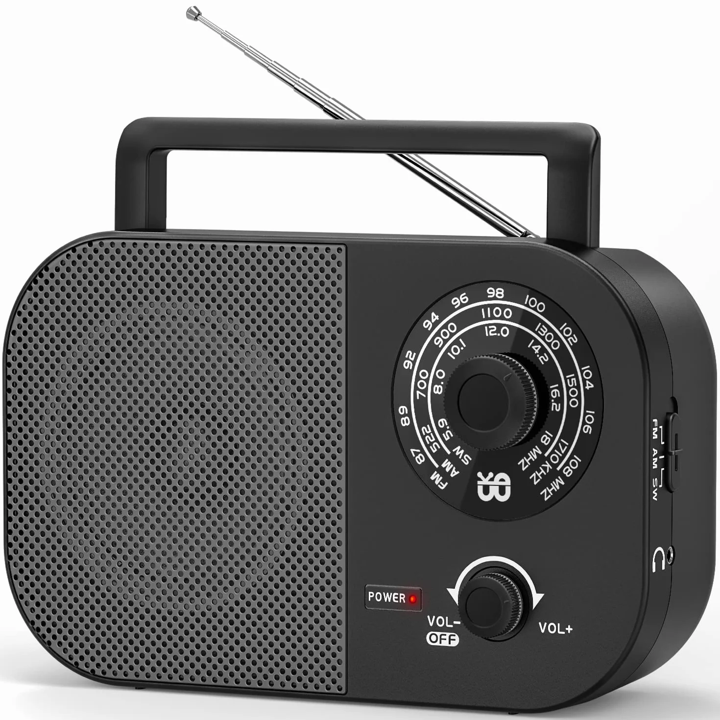 Przenośne radio AM, FM, SW, FM, Zasilanie Sieciowe i Bateryjne do Odbioru, Wbudowany Głośnik i Gniazdo Słuchawkowe do Użytku Domowego/na Zewnątrz/na Kempingu/w Nagłych Wypadkach