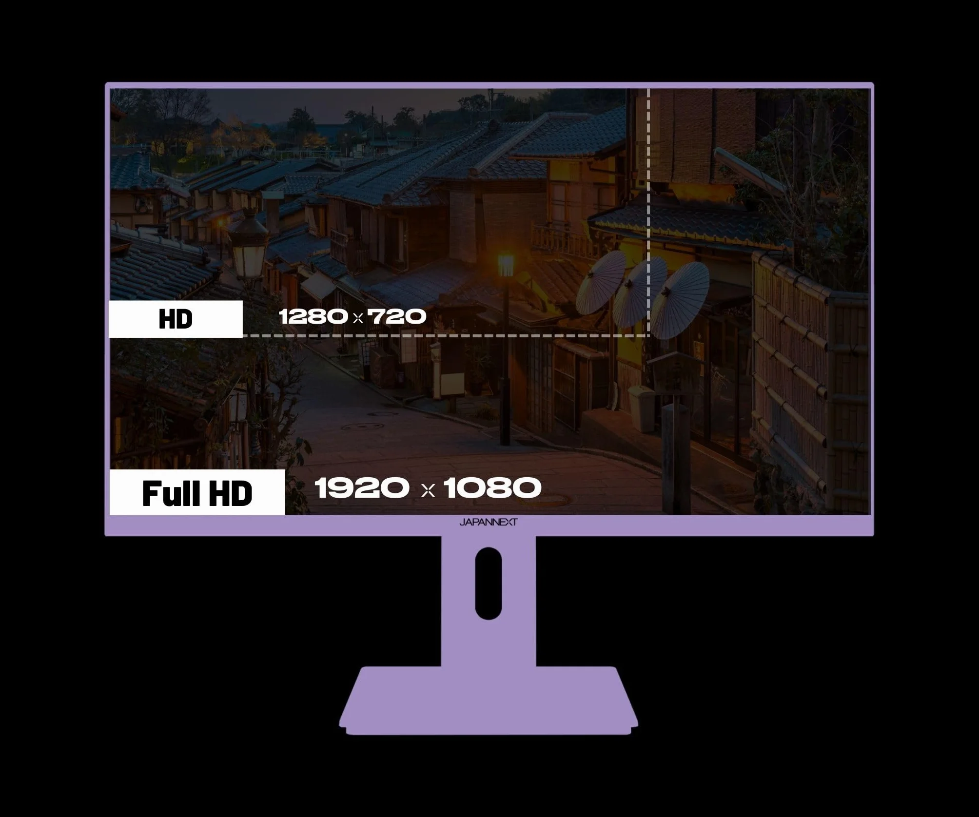 JAPANNEXT monitor gamingowy 23,8" IPS 120 Hz 0,5 ms fiolet | Full HD (1920 x 1080) 120 Hz 0,5 ms pastelowy niebieski | regulacja wysokości i nachylenia (HSP) | JN-IPS238G120F-HSP-PP