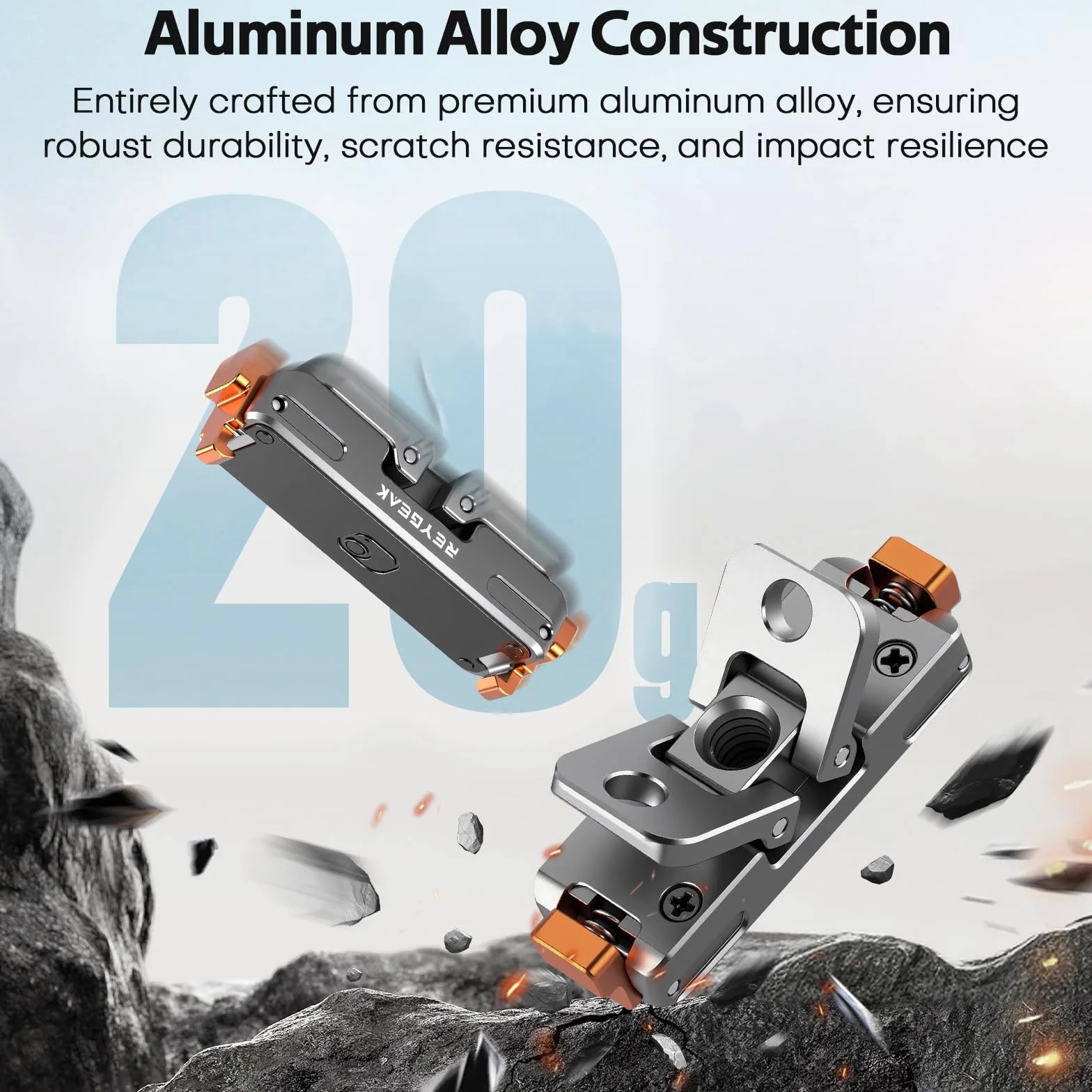 REYGEAK Aluminiowy uchwyt szybkomocujący do insta360 GO Ultra, aluminium CNC rzeźbione magnetyczne mocowanie adaptera ze śrubami 1/4 cala