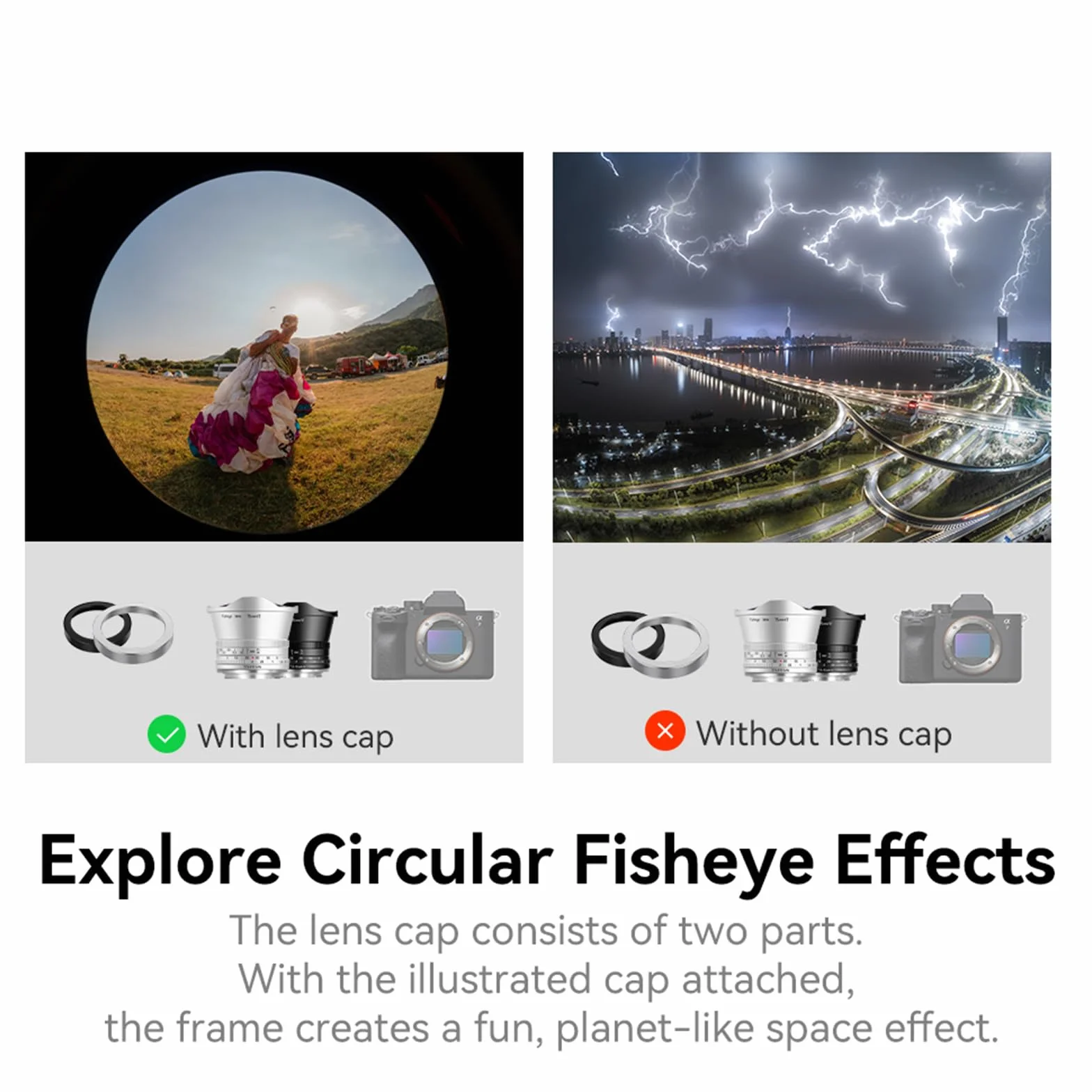 TTARTISAN APS-C 7,5mm F/2 Fisheye X, Ultra-szerokokątny obiektyw manualny do mocowania Fuji X-A1 X-A10 X-M5 X-H2 X-T1 X-T10 X-T20 X-T30 X-T50 (Bajoneta X)
