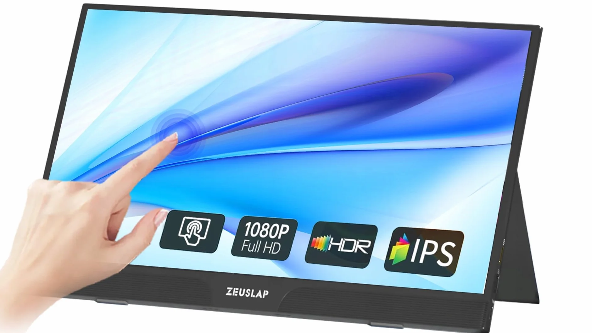 ZEUSLAP Z15ST Przenośny Monitor Dotykowy 15,6" FHD IPS 1920x1080 Full HD USB-C HDMI Ekran Dotykowy 10-Punktowy Monitor do Laptopa Telefonu Konsoli Pracy Rozrywki Multimediów