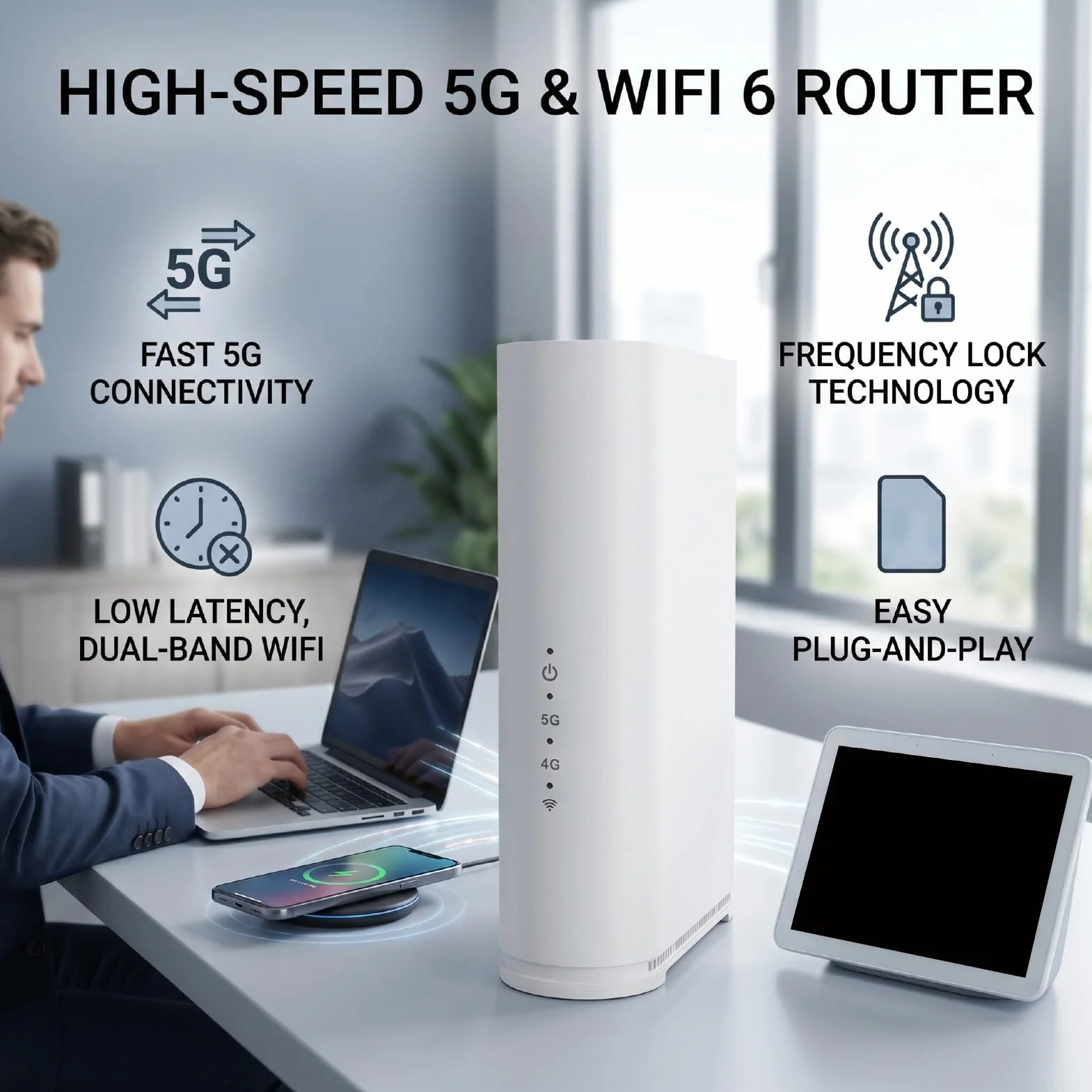Generic Dwuzakresowy Router Wi-Fi 5G LTE Szybki Gigabitowy Router CPE do Użytku Domowego i Przemysłowego Materiał ABS 1 Jednostka