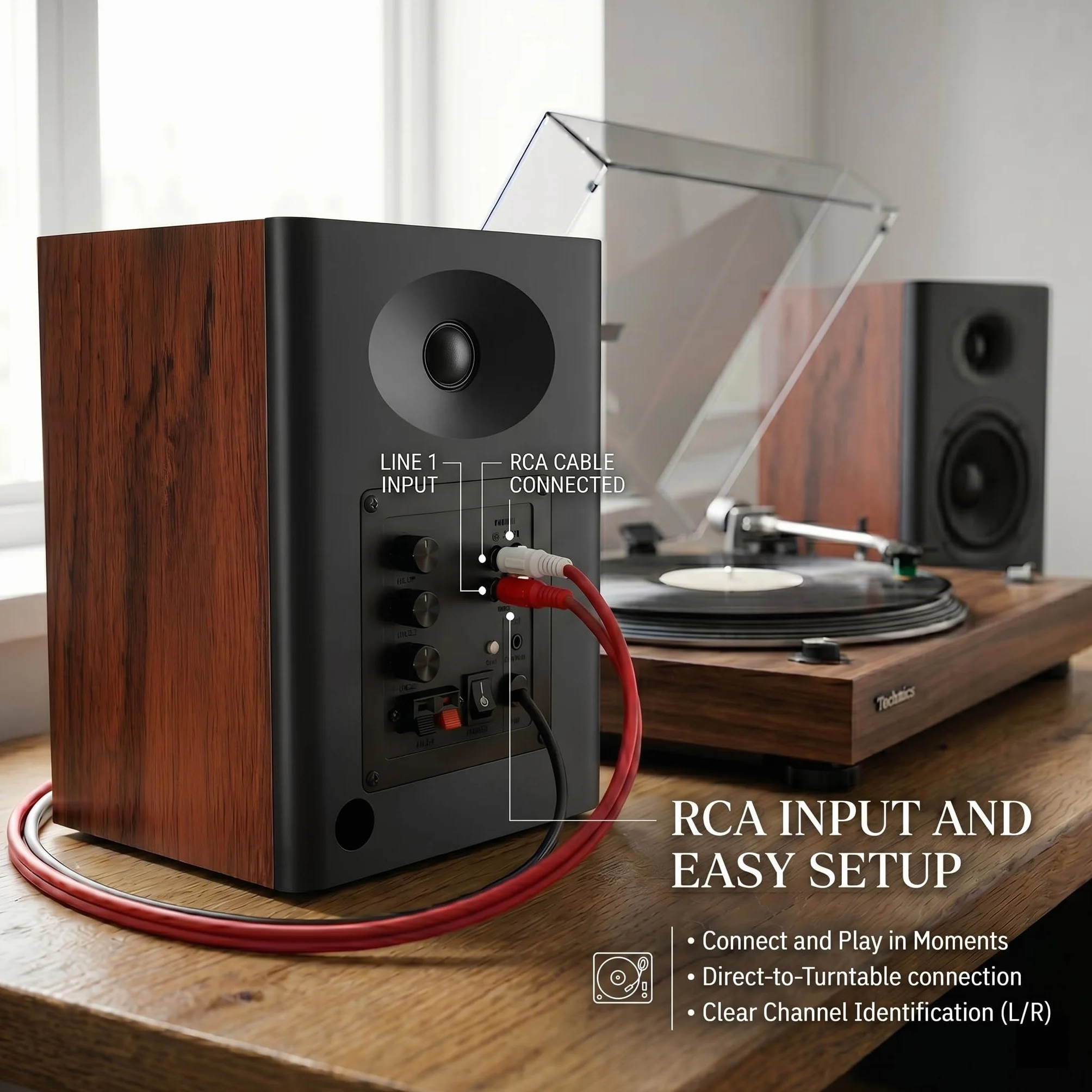Głośniki półkowe z głębokim basem, szczytowa moc 80 W, głośniki komputerowe HiFi, 10 cm, stacjonarny system audio do domowej rozrywki, gramofonu, pary, orzech włoski