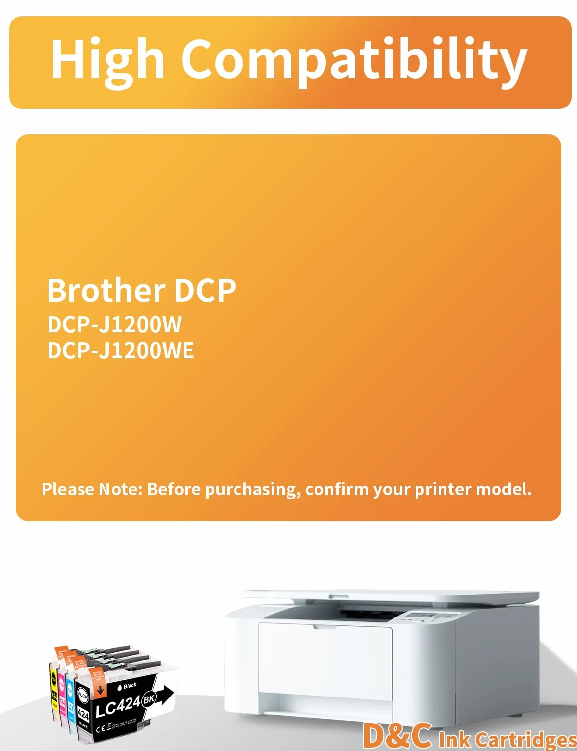 D&C LC424 LC 424 wkłady Value Pack kompatybilne z Brother LC-424 LC424 LC-424VAL do Brother DCP-J1200W DCP-J1200WE kartridże do drukarek (1 czarny 1 cyjan 1 magenta 1 żółty)