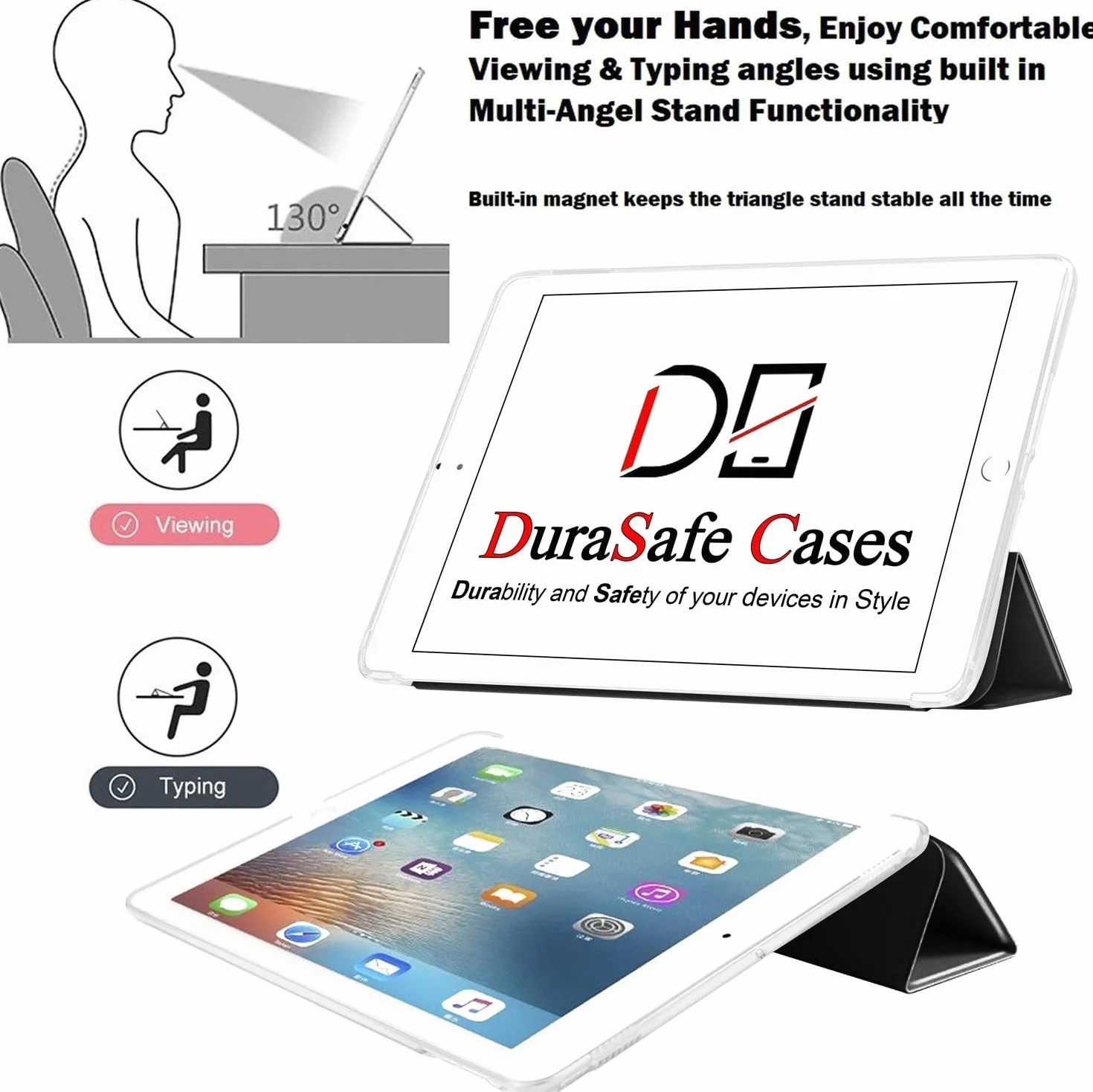 DuraSafe Etui na tył do iPada Air 1, 9,7", 2013, miękkie, przezroczyste, silikonowe etui na tył, czarne