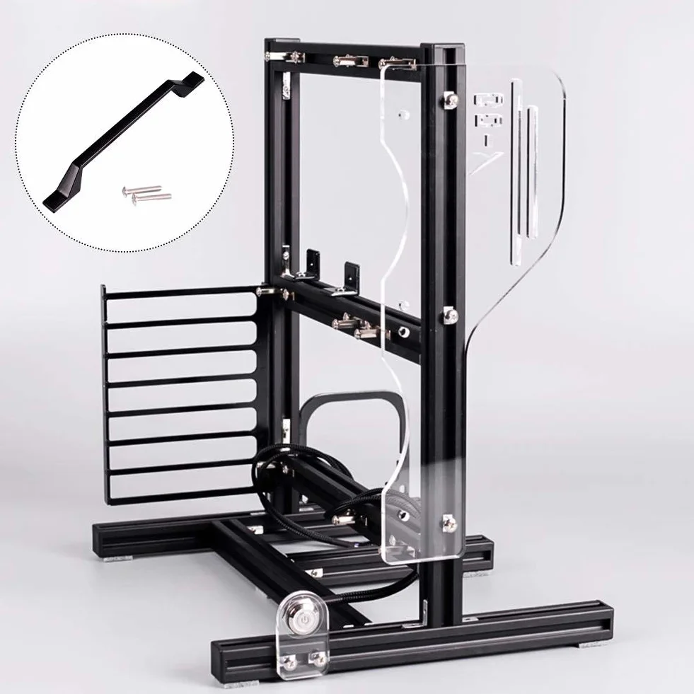 Offenes PC-Gehäuse, ATX/M-ATX/ITX-Gehäuse mit offenem Gehäuse für vertikale Übertaktungstests, DIY-Gehäuse mit offenem Rack und Griff, 20x20-Aluminiumprofil(Schwarz)