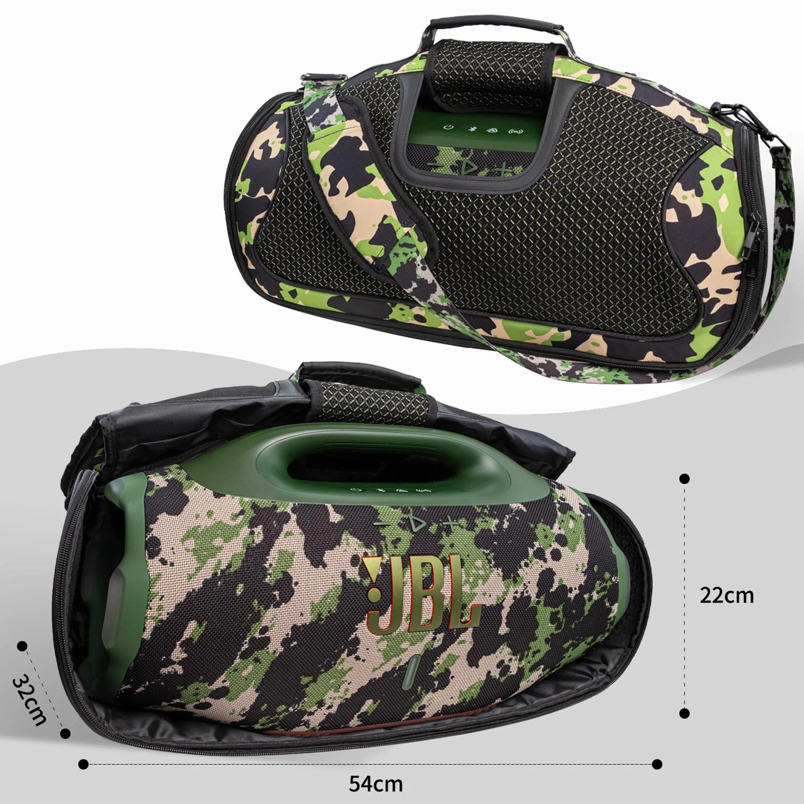 Futerał Przenośny Pokrowiec Etui Torba Transportowa Podróżny Akcesoria z Paskiem do JBL Boombox 4 przenośny głośnik Bluetooth,Dodatkowa Torba do Mikrofon,ładowarkę,Moro