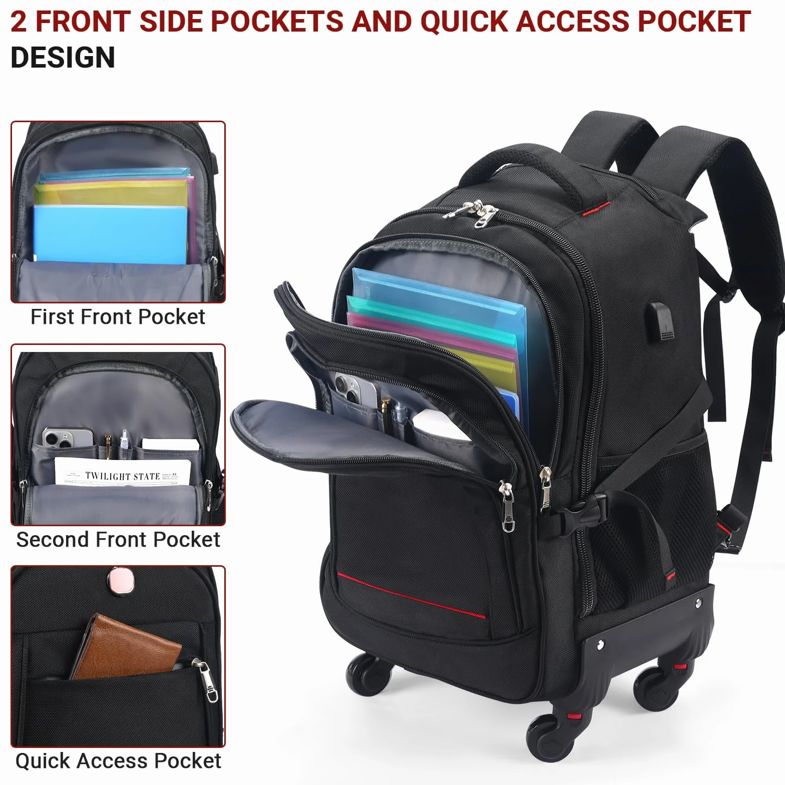 star cloud Plecaki na kółkach serii SC, Czarny-a, Carry on 22-Inch 45L, 4-kołowy plecak na kółkach