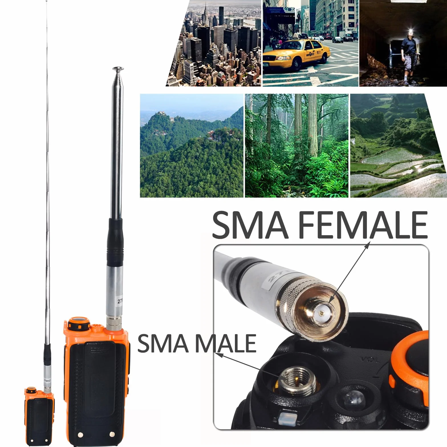 HYS Antena radiowa CB 27Mhz SMA Female teleskopowa 130 cm