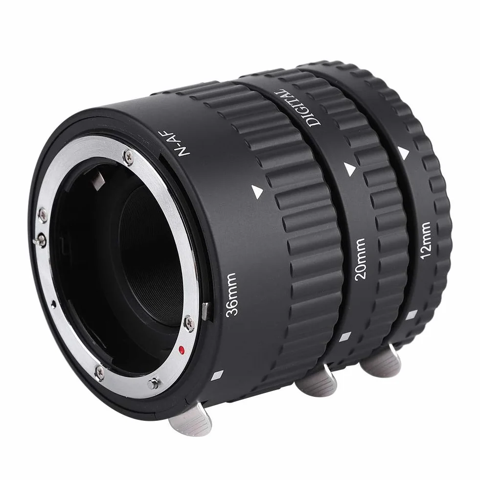 Pierścień adaptera obiektywu, 12 mm + 20 mm + 36 mm automatyczna rura przedłużająca obiektyw makro do lustrzanek cyfrowych z mocowaniem F(N-AF-B)
