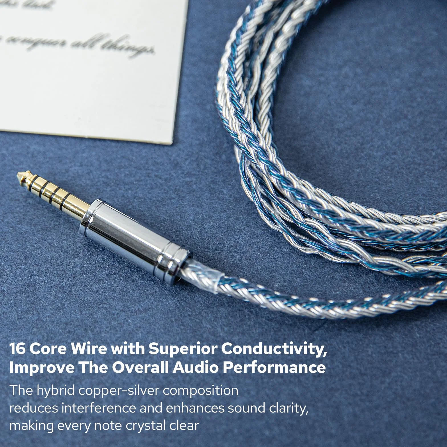 Linsoul Tripowin C-01 kabel IEM, 16-żyłowy hybrydowy kabel miedziano-srebrny, OFC i posrebrzana miedź, zapasowy kabel HiFi do słuchawek przewodowych (2-pinowy, 4,4 mm)