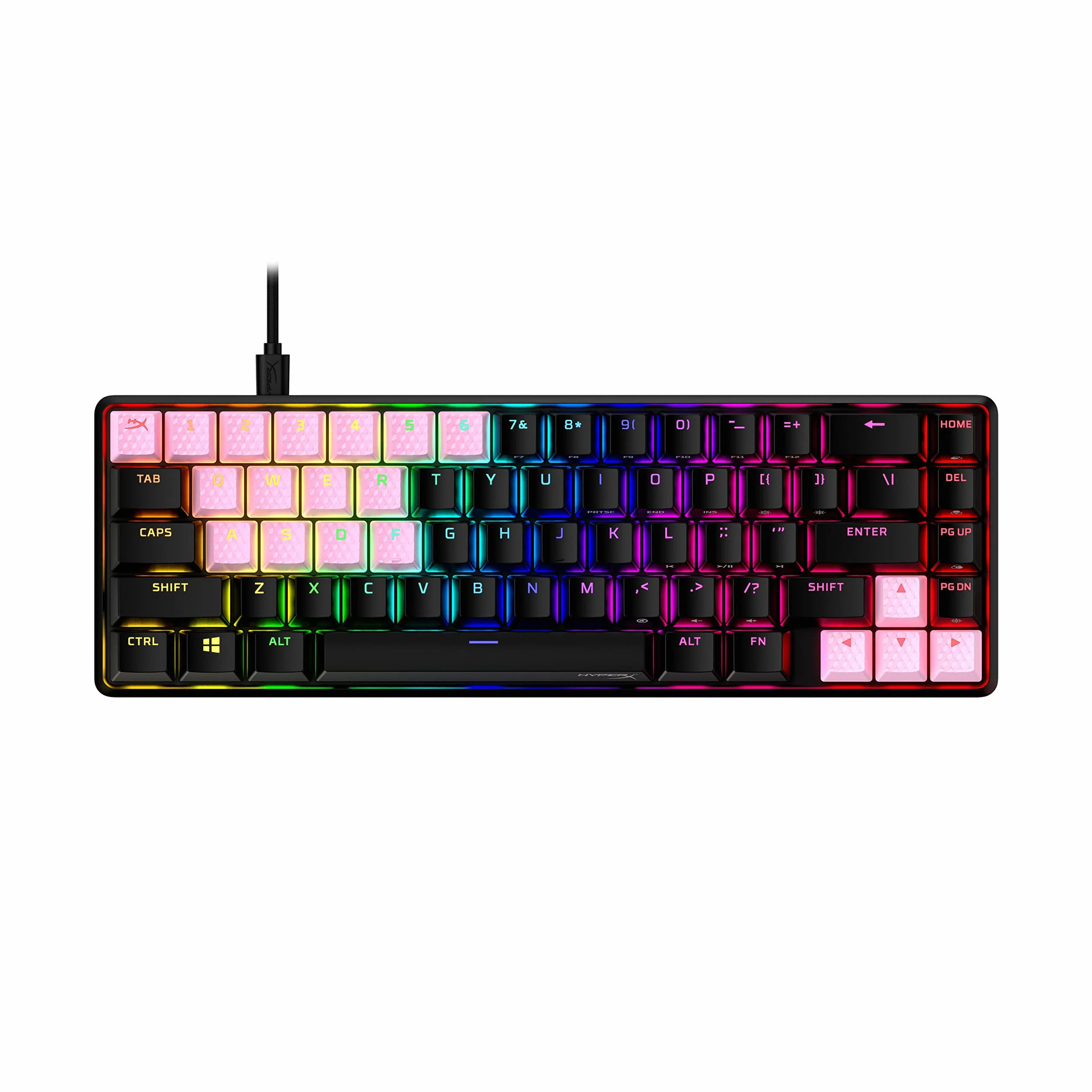 HyperX Gumowe nasadki na klawisze – zestaw akcesoriów do gier, 19 kluczy, układ angielski (US), różowy