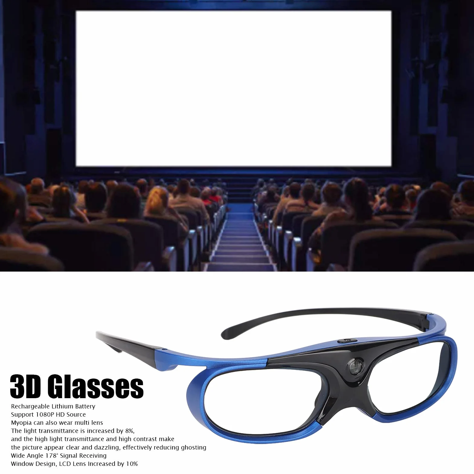 144Hz DLP Link, Aktywna Migawka 3d Okulary Aktywna Migawka 3d Akumulator dla Wszystkich Projektorów