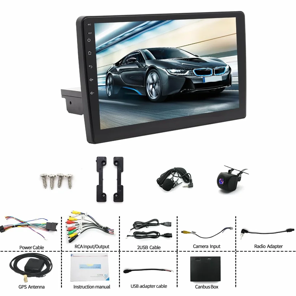 BYNYXI 9 cali 2 GB + 32 GB bezprzewodowy system Android, auto CarPlay, kompatybilny z Ford Transit Custom 2018-2023, Android 14, nawigacja GPS, podzielony ekran, WIFI, Bluetooth, radio samochodowe