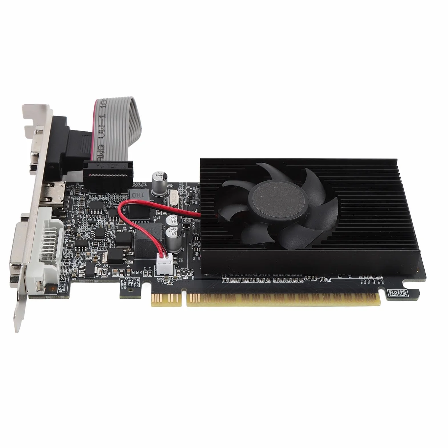 Karta Graficzna do Gier, 2 GB Pamięci Wideo DDR3, Karta Graficzna do Komputera PC, z Interfejsem Multimedialnym HD Port VGA DVI Komputera Stacjonarnego