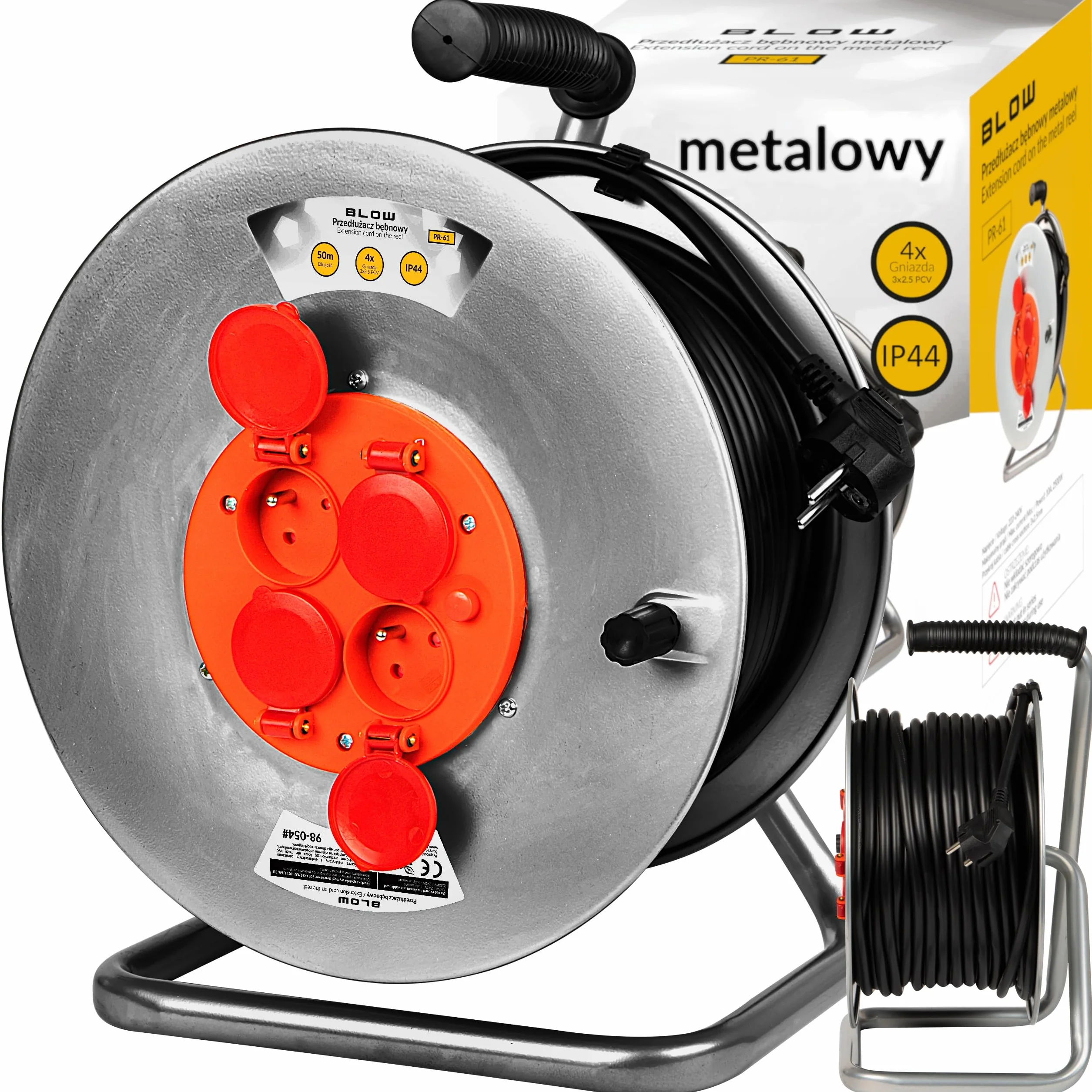 MOCNY PRZEDŁUŻACZ BĘBNOWY METALOWY NA BĘBNIE OGRODOWY BUDOWLANY 50m 3x2,5MM
