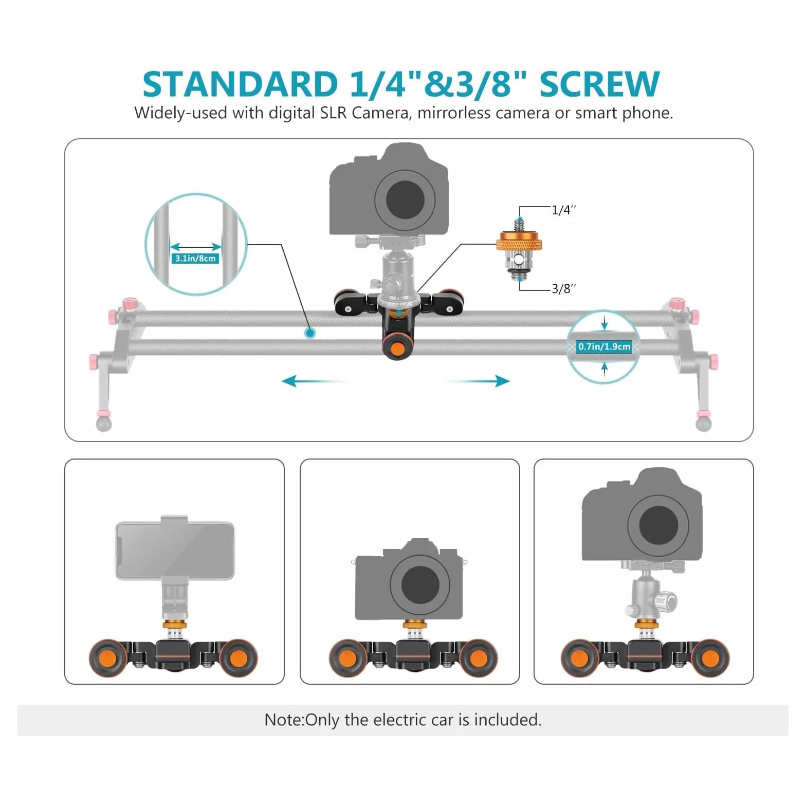 NEEWER Bezprzewodowa kamera wideo z 3 kółkami, 3 biegi, zmotoryzowana szyna elektryczna Dolly Auto z pilotem zdalnego sterowania, kompatybilna z kamerą DSLR, kamerą Gopro iPhone, smartfonem (czarny)