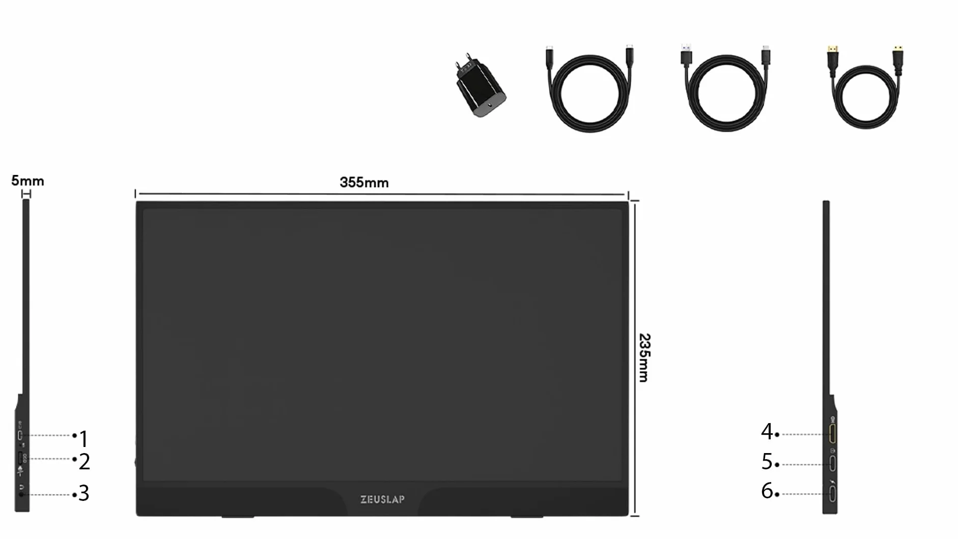 ZEUSLAP Z15ST Przenośny Monitor Dotykowy 15,6" FHD IPS 1920x1080 Full HD USB-C HDMI Ekran Dotykowy 10-Punktowy Monitor do Laptopa Telefonu Konsoli Pracy Rozrywki Multimediów