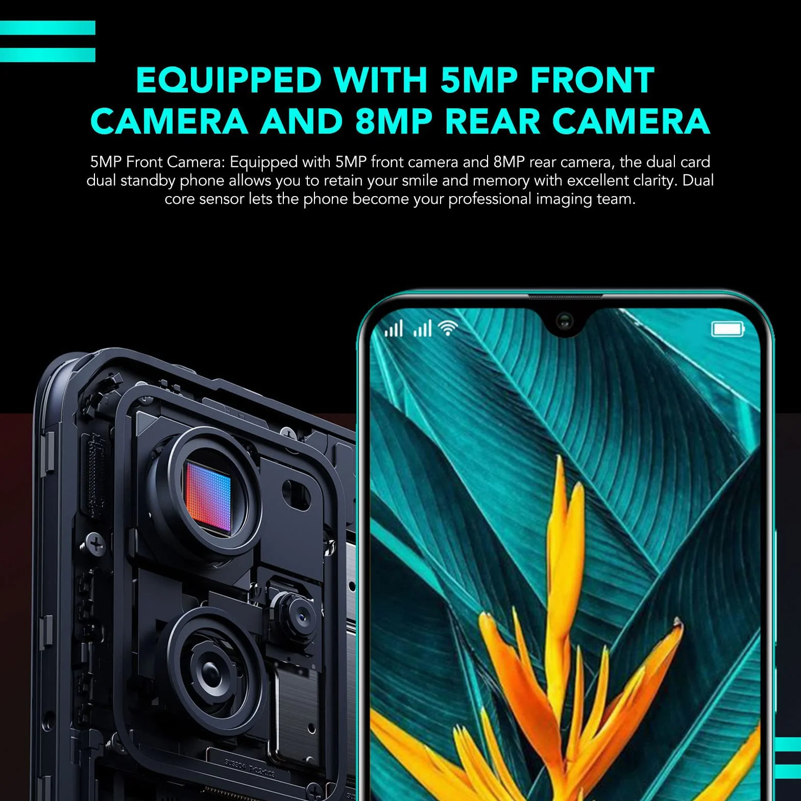 6,1-calowy smartfon z Androidem 6, 3 GB RAM 32 GB ROM, 5 MP z przodu, 8 MP z tyłu, podwójna karta Dual Standby, bateria 2800 mAh, rozpoznawanie twarzy Ultra cienki telefon komórkowy(Green)