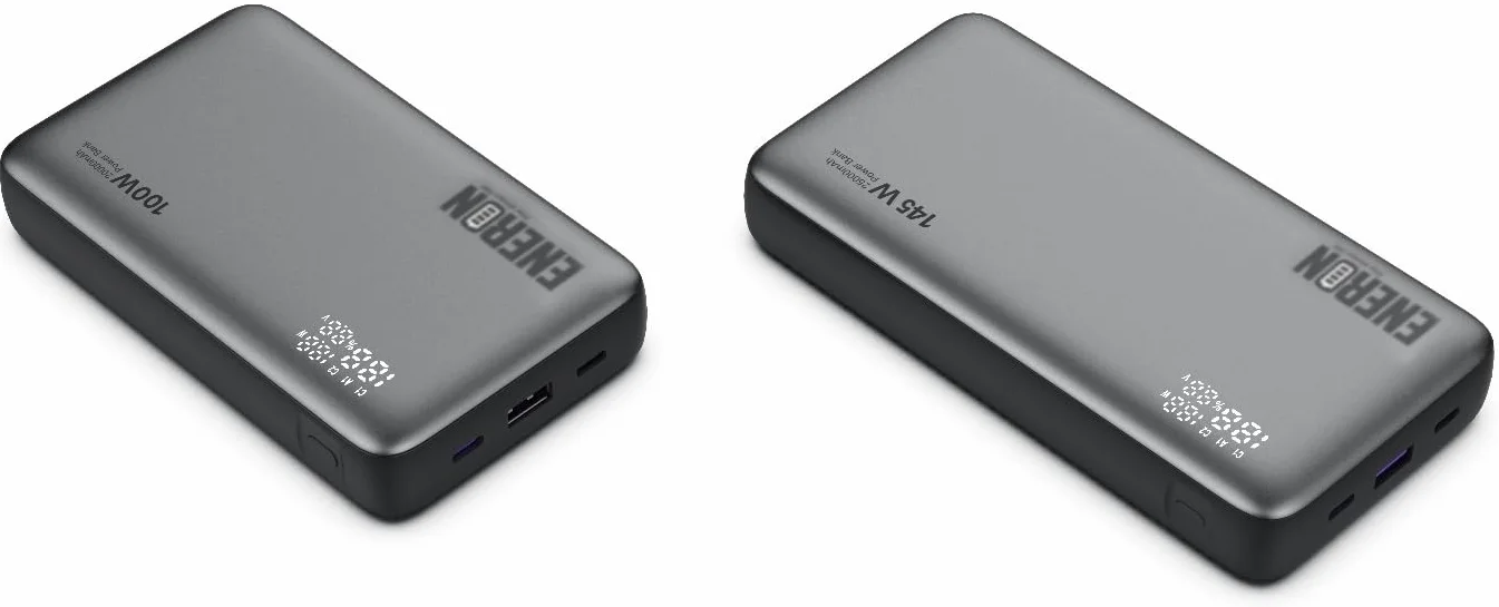 Powerbank ENERON 100 W 20 000 mAh, szybka ładowarka, 2 x USB-C USB-A, zestaw akumulatorów, przenośny