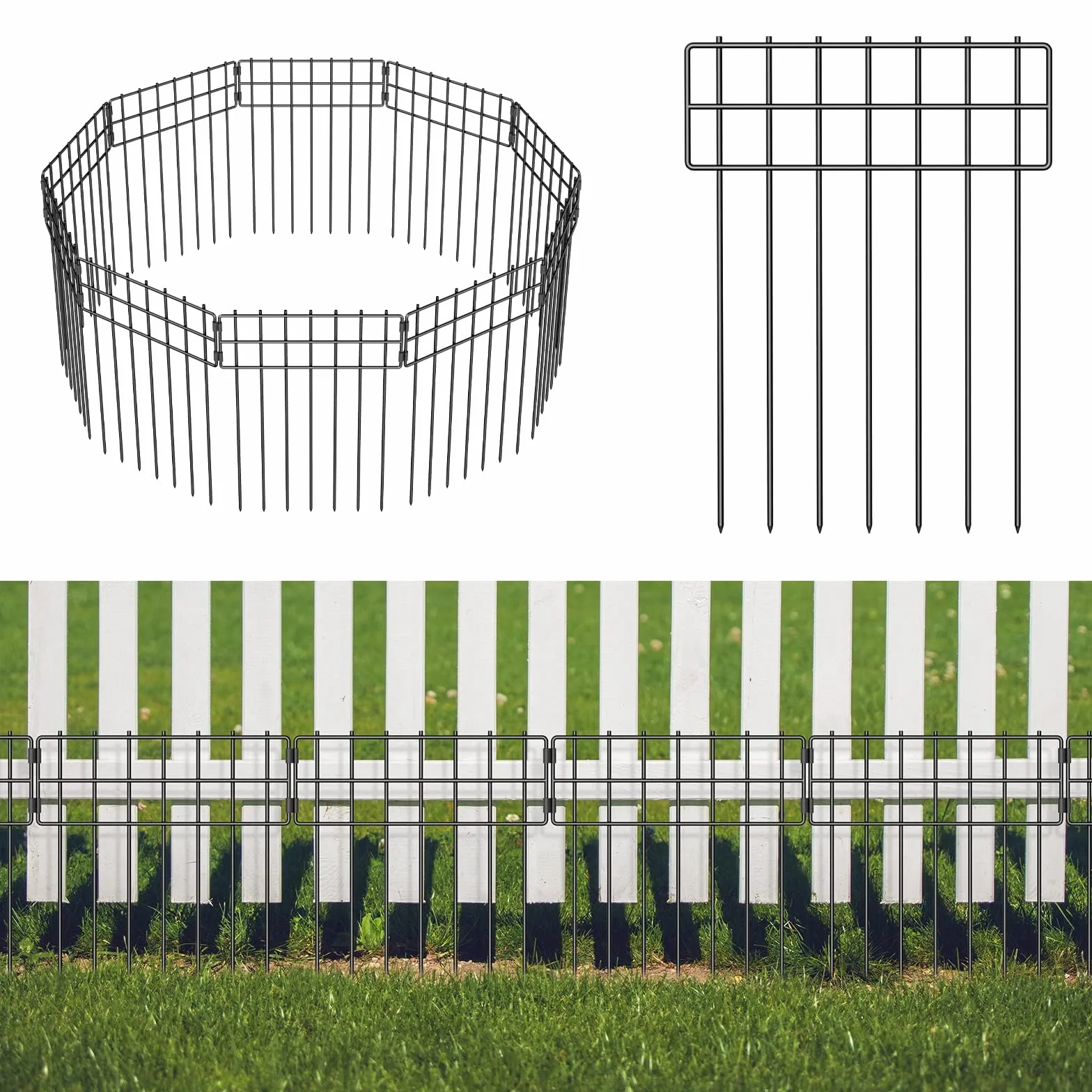 LIANTRAL Ogrodzenie ogrodowe bez kopania - nierdzewny metalowy panel ogrodzeniowy, ogrodzenie barierowe dla zwierząt, dla psów, królików, zwierząt domowych, łatwy montaż, ogrodzenie tarasowe