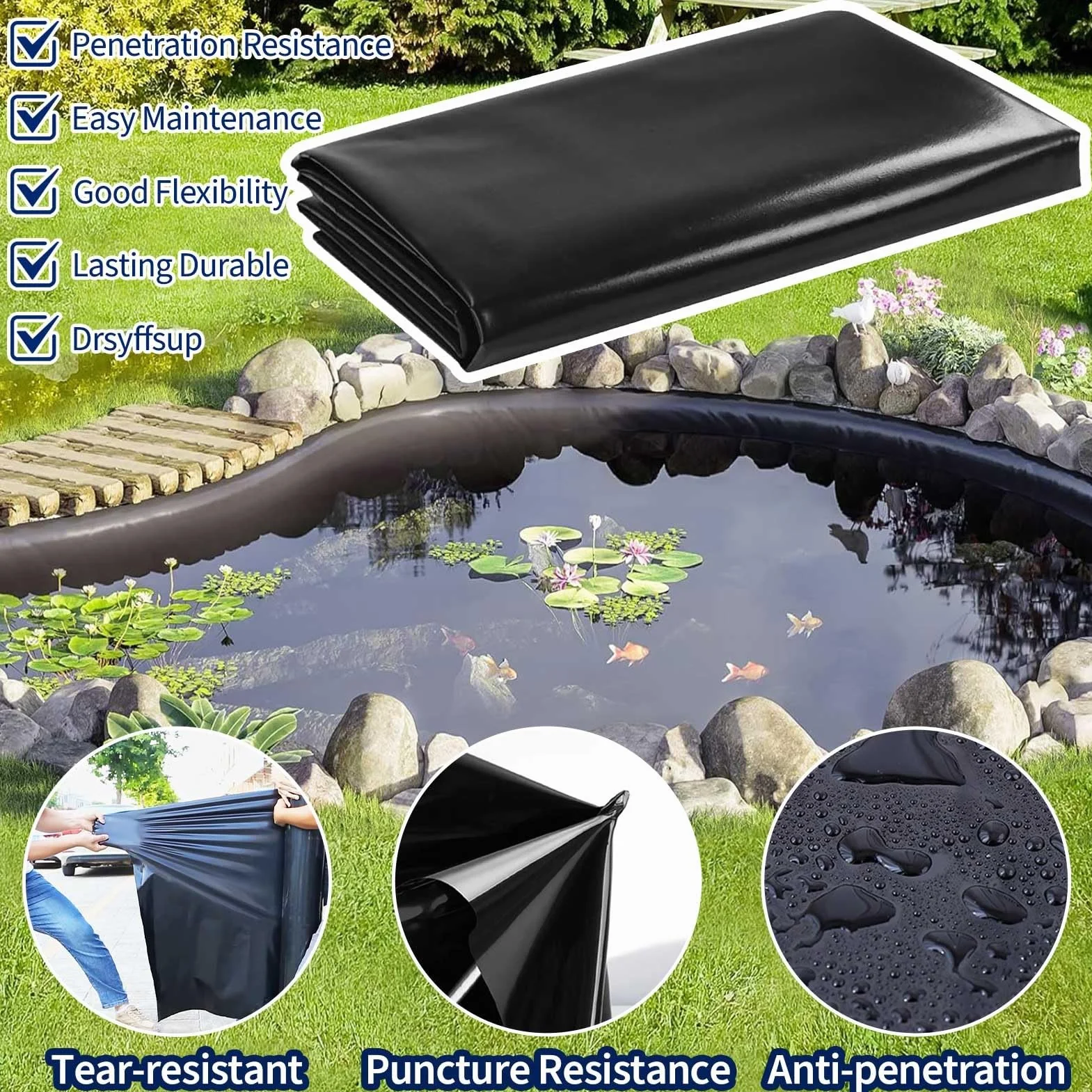 Wyściółka do oczek wodnych HDPE 10x12m 8x10m 5x6m 3x4m 2x3m