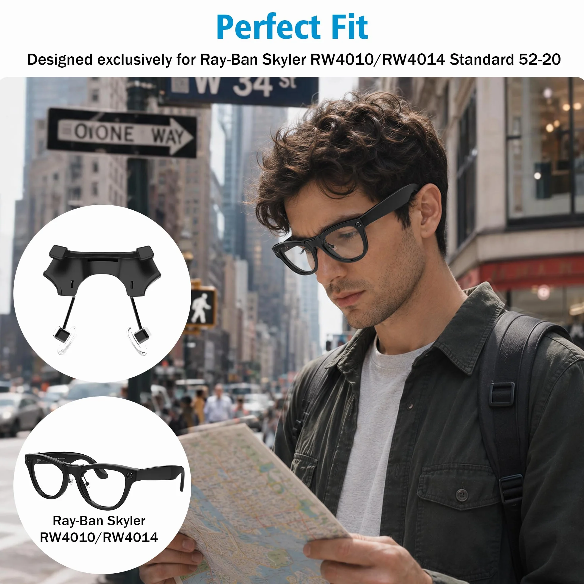Hibloks Silikonowe Nakładki na Nos Ray-Ban Meta Skyler Gen 1/2 (Rw4010/Rw4014 52-20), Antypoślizgowe, Zdejmowane