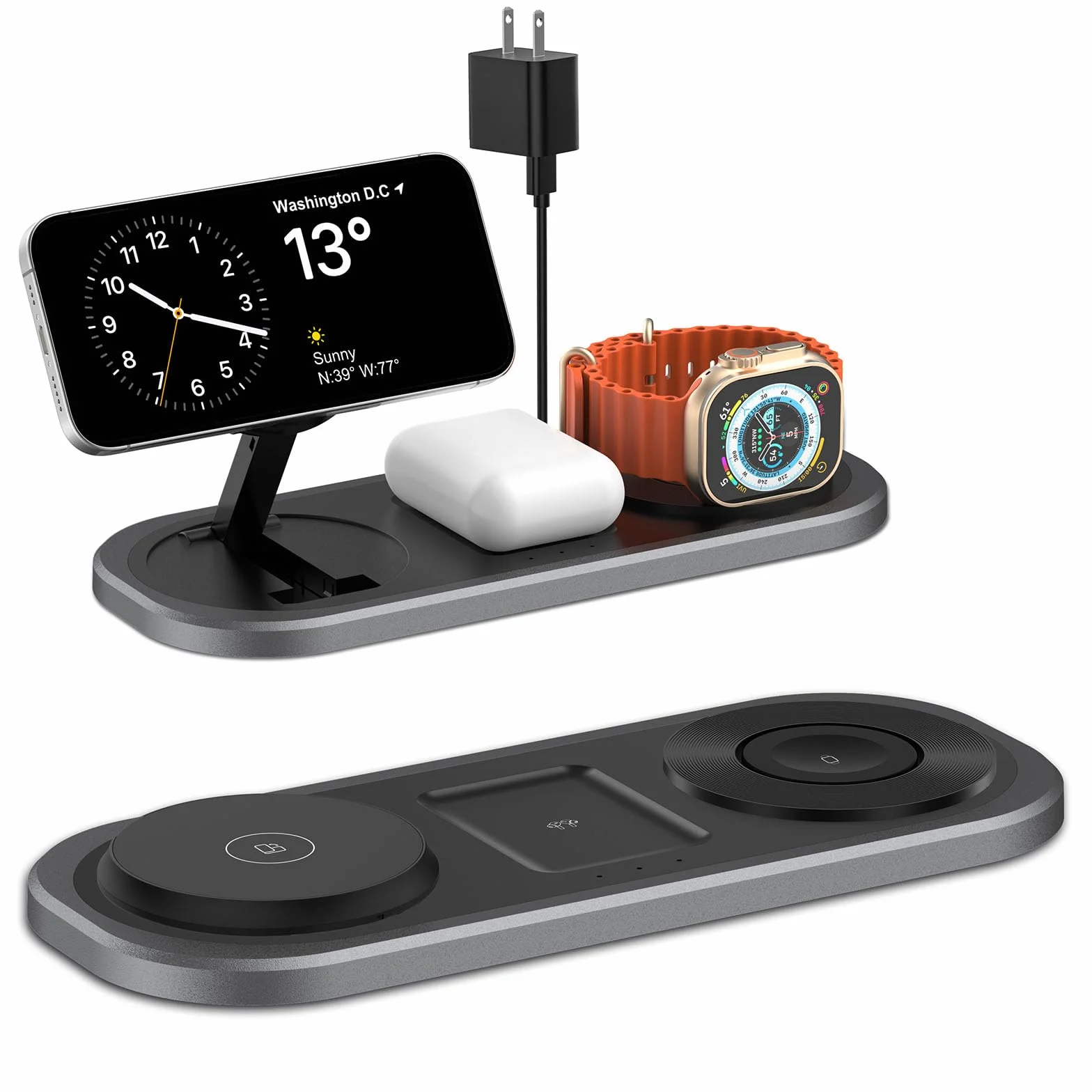 3 w 1 bezprzewodowa ładowarka do iPhone'a składana stacja ładująca Magsafe dla iPhone 15/14/13/12/Pro Max/Pro/Mini/Plus, do Apple Watch 9/8/7/SE/6/5/4/3/2/1/Ultra2/Ultra, do AirPods pro/2/3