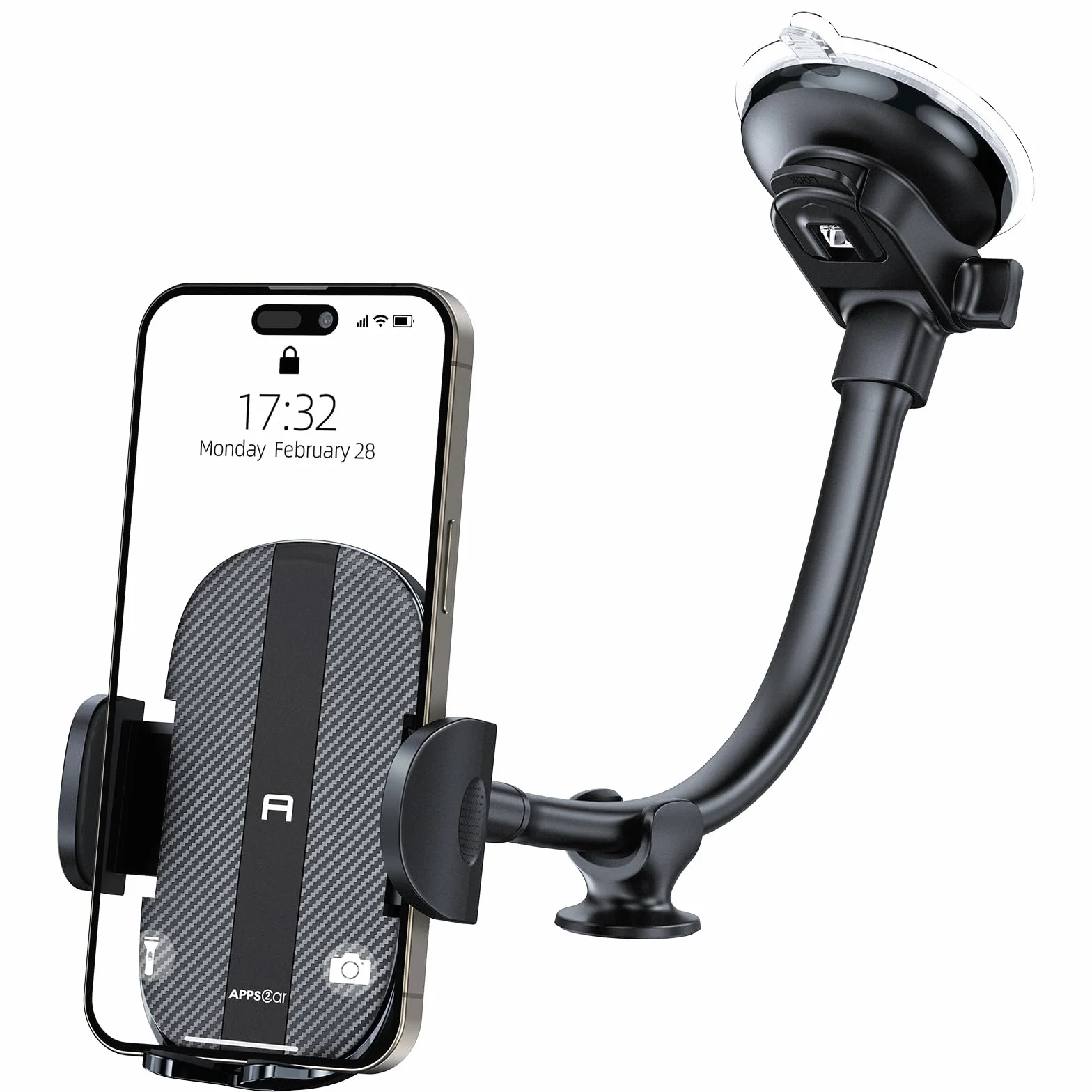 APPS2Car Samochodowy uchwyt na telefon na deskę rozdzielczą kompatybilny z iPhone 14/13/12 Pro Max Samsung S22