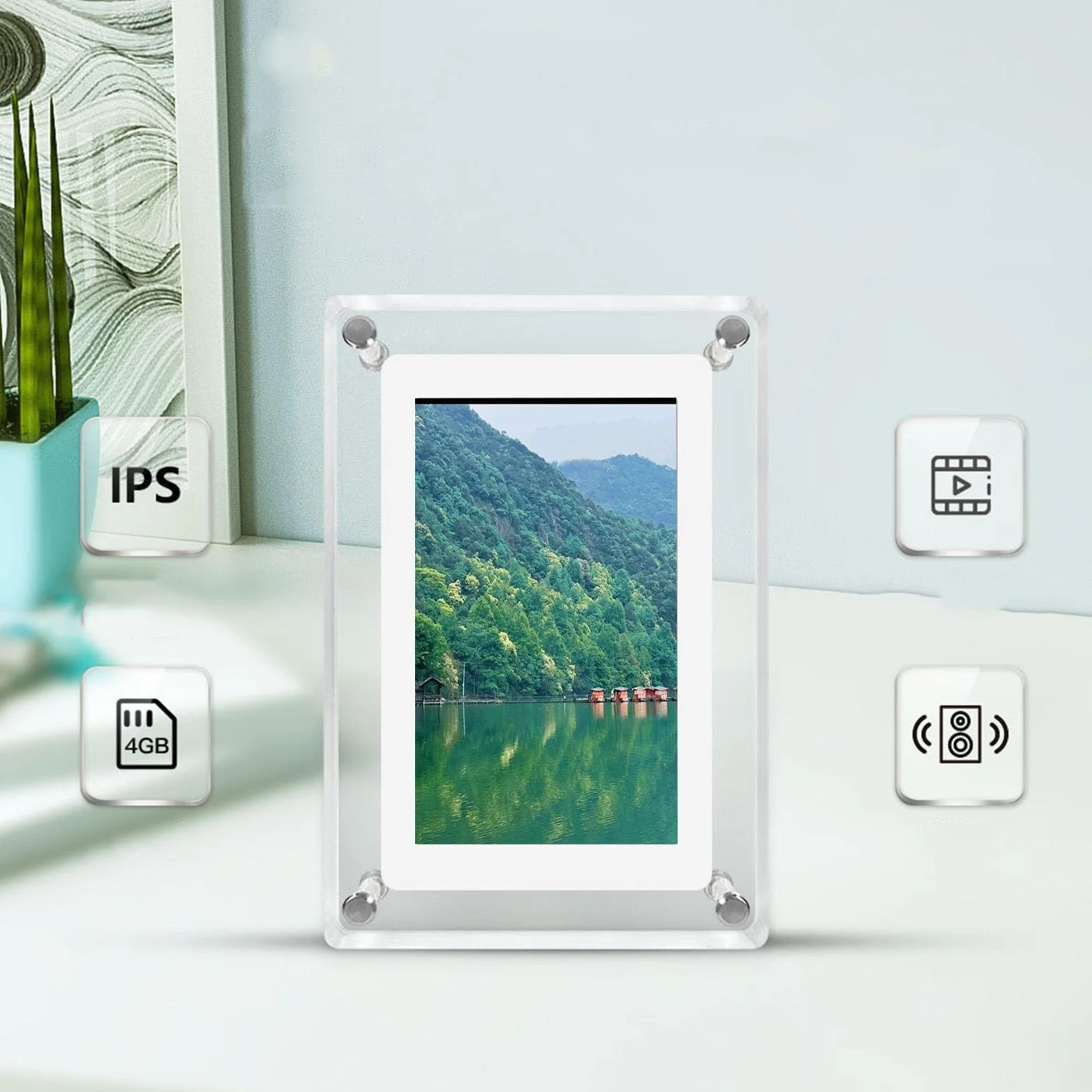 7-Calowa Przezroczysta Cyfrowa Ramka Na Zdjęcia, Inteligentny Elektroniczny Album Fotograficzny, Odtwarzacz Wideo I Zdjęć, Kreatywne Ozdoby Na Biurko, Jedno Urządzenie Do Wielu Zastosowań