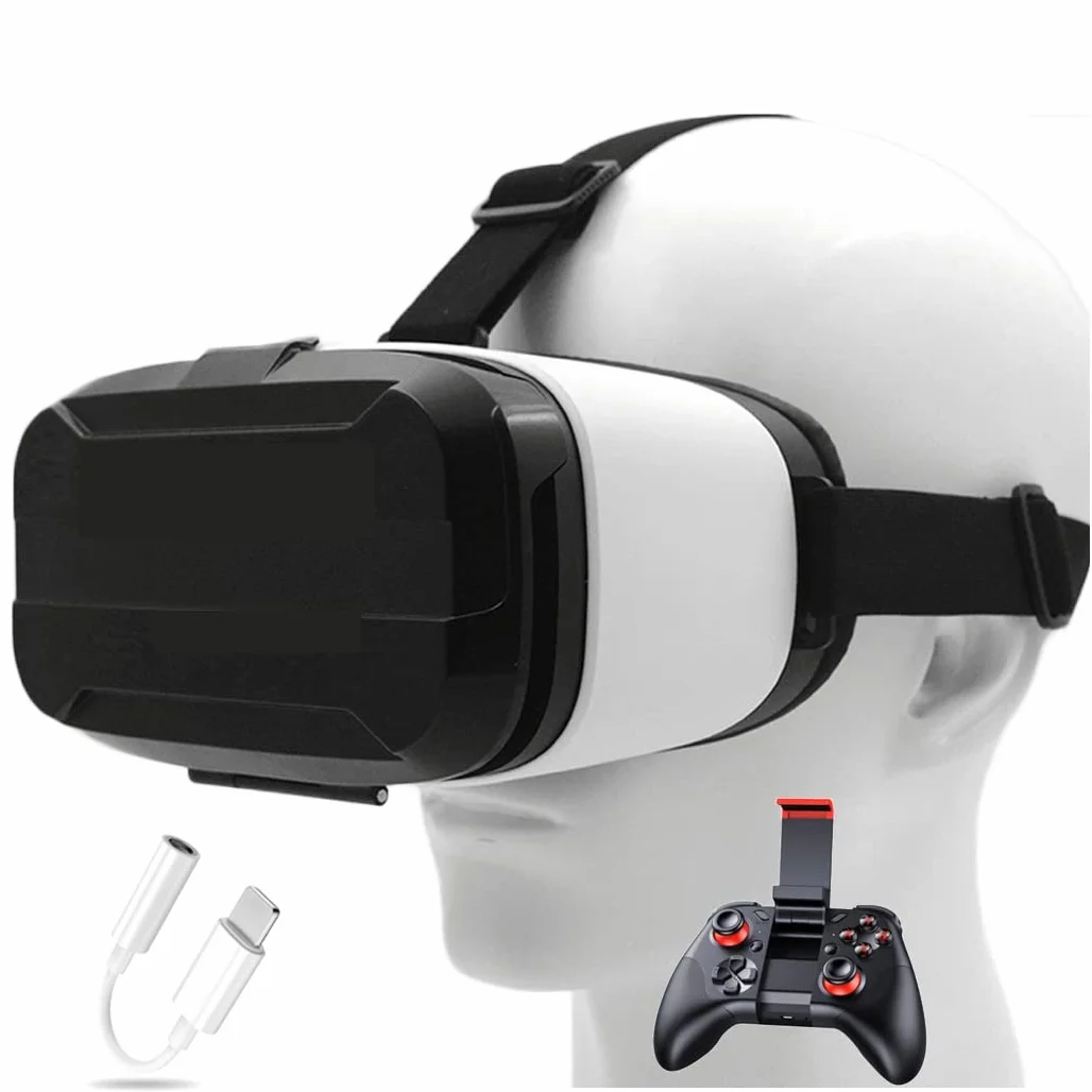 Okulary 3D, Virtual Reality, zestaw słuchawkowy, ochrona oczu, okulary VR do filmów 3D i gier, kontroler Bluetooth do iPhone 13 Pro Max/13 Pro/13/12/11, do Samsung Galaxy S21, Huawei, X. iaomi-Seria nie