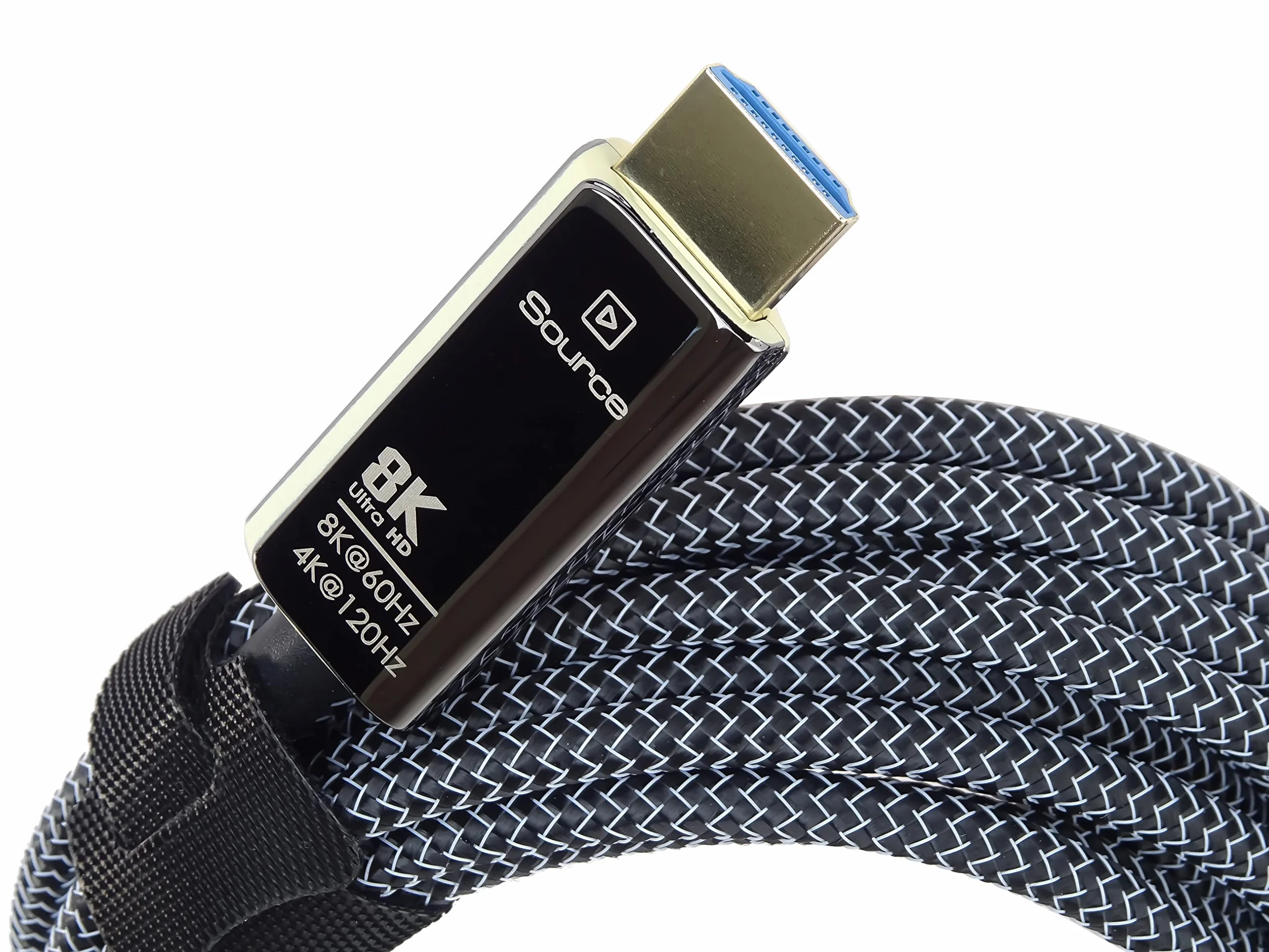 PREMIUMCORD 8K Aktywny Kabel Światłowodowy HDMI 2.1, Ultra High Speed 48 Gbit/s, 3D, EDID, ARC, HDR, Resolution 8K@60Hz 4320p, 4K@120Hz, Kompatybilny z PS5, Xbox X, PC, TV, Spłaty złota, Długość 10 m
