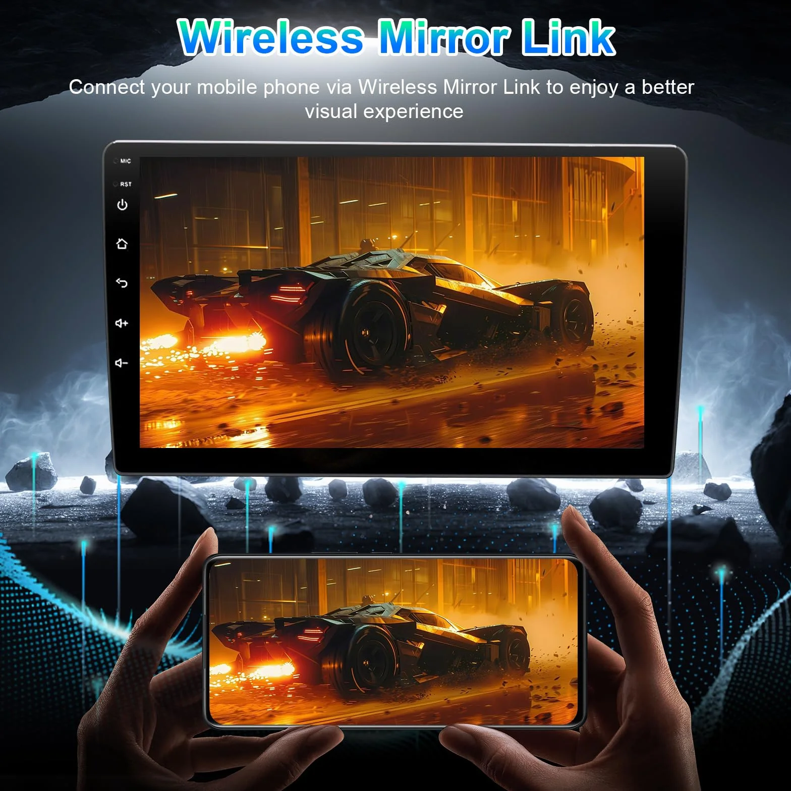 BYNYXI 9 cali 4 GB + 64 GB bezprzewodowy i przewodowy Android auto CarPlay dla Yaris XP90 2005-2012, Android 14 nawigacja GPS WIFI Bluetooth sterowanie głosem widok z tyłu samochodowy ekran stereo