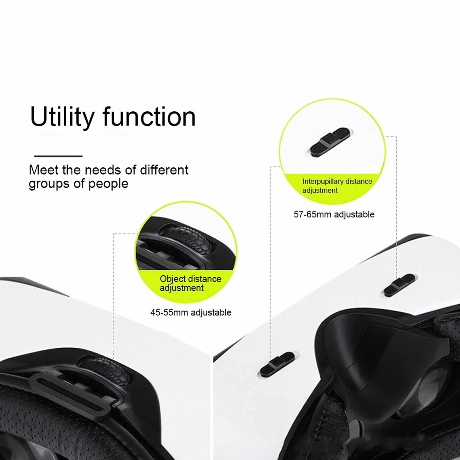 zestaw słuchawkowy VR, w pełni regulowany ogniskowy i obiekt odległości, okulary 3D VR, kompatybilne z iPhone i innymi smartfonami z systemem Android 4.7 do 5.7