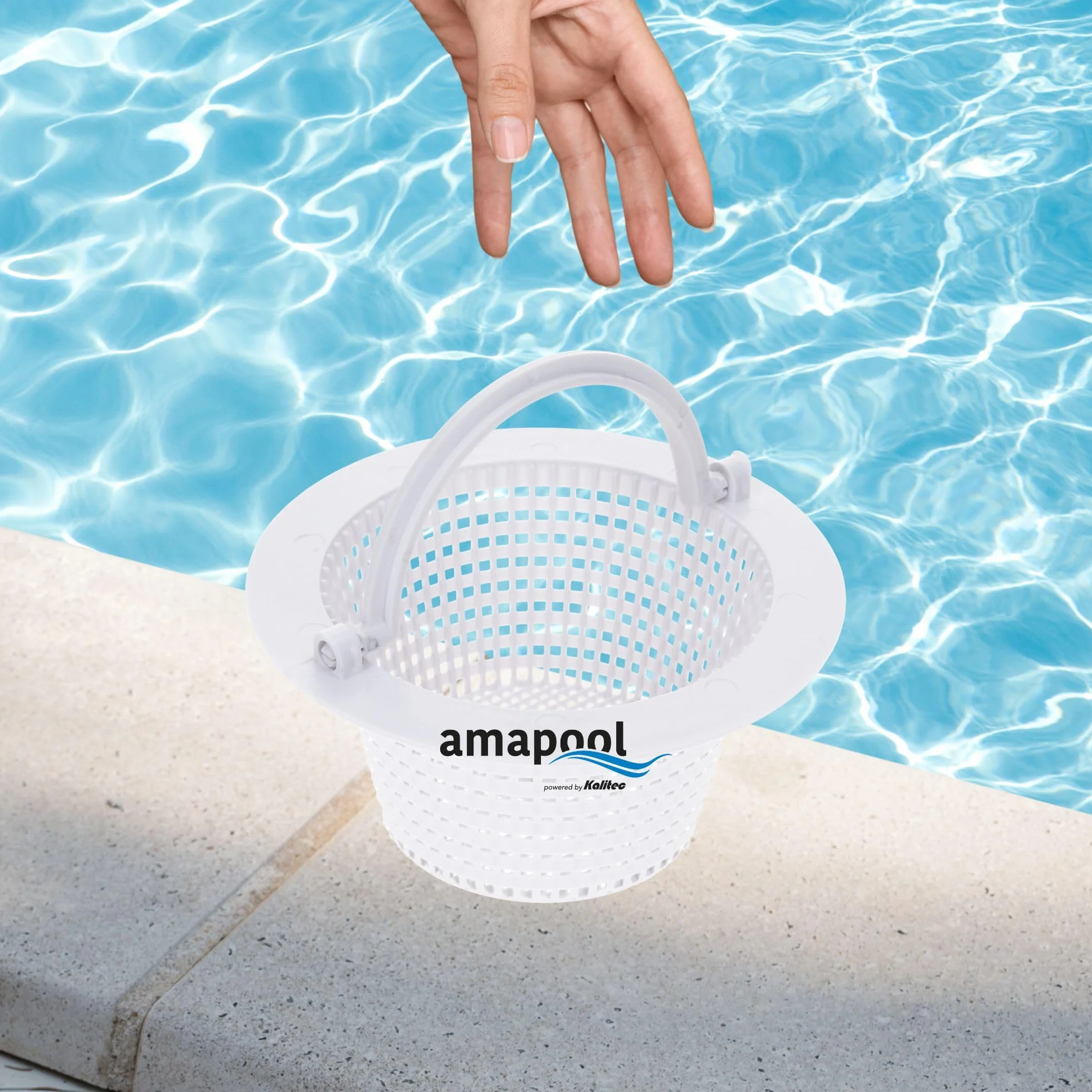 Amapool koszyk do skimmera 16 cm średnicy - koszyk zamienny do standardowego skimmera - wstępny filtr basenowy sitko - z uchwytem do łatwego wyjmowania - odporny na chlor i stabilny