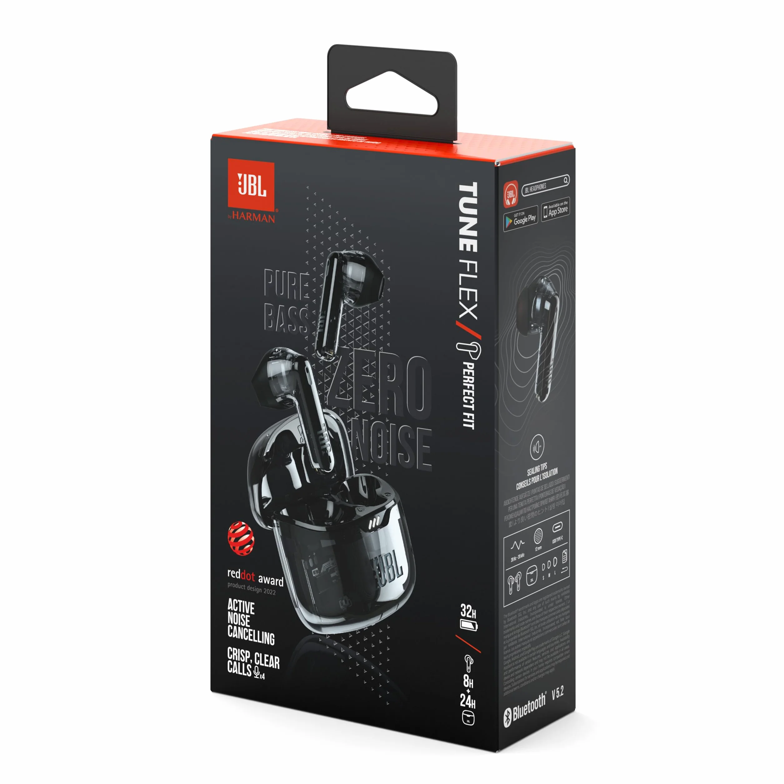 Jbl Tune Flex Ghost JBLTFLEXGBLK Słuchawki Douszne, Czarny, Do 32h