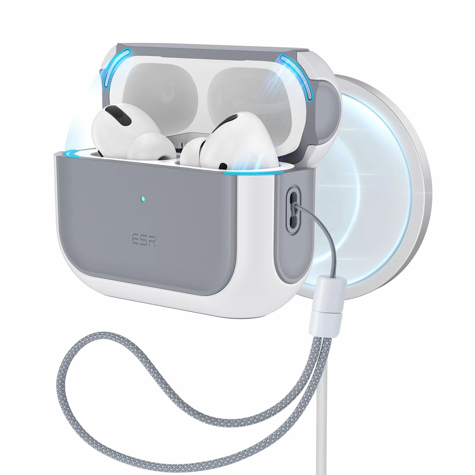 ESR Orbit Hybrid Etui HaloLock kompatybilne z AirPods Pro 2. generacji MagSafe Ready ochrona przed upadkiem białe