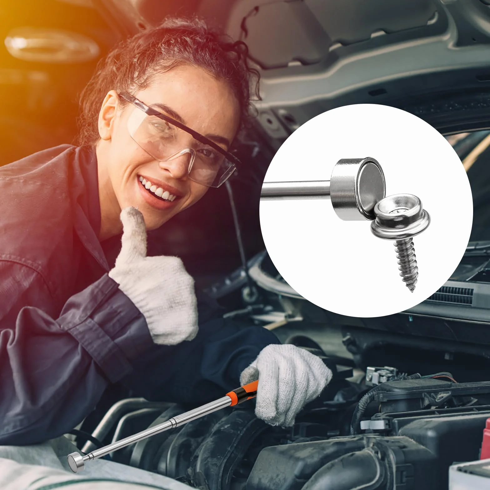 4 sztuki magnetycznego pręta magnetycznego, długi elastyczny magnes mechaniczny, teleskopowe narzędzie do podnoszenia magnetycznego do odzyskiwania śruby pod maską