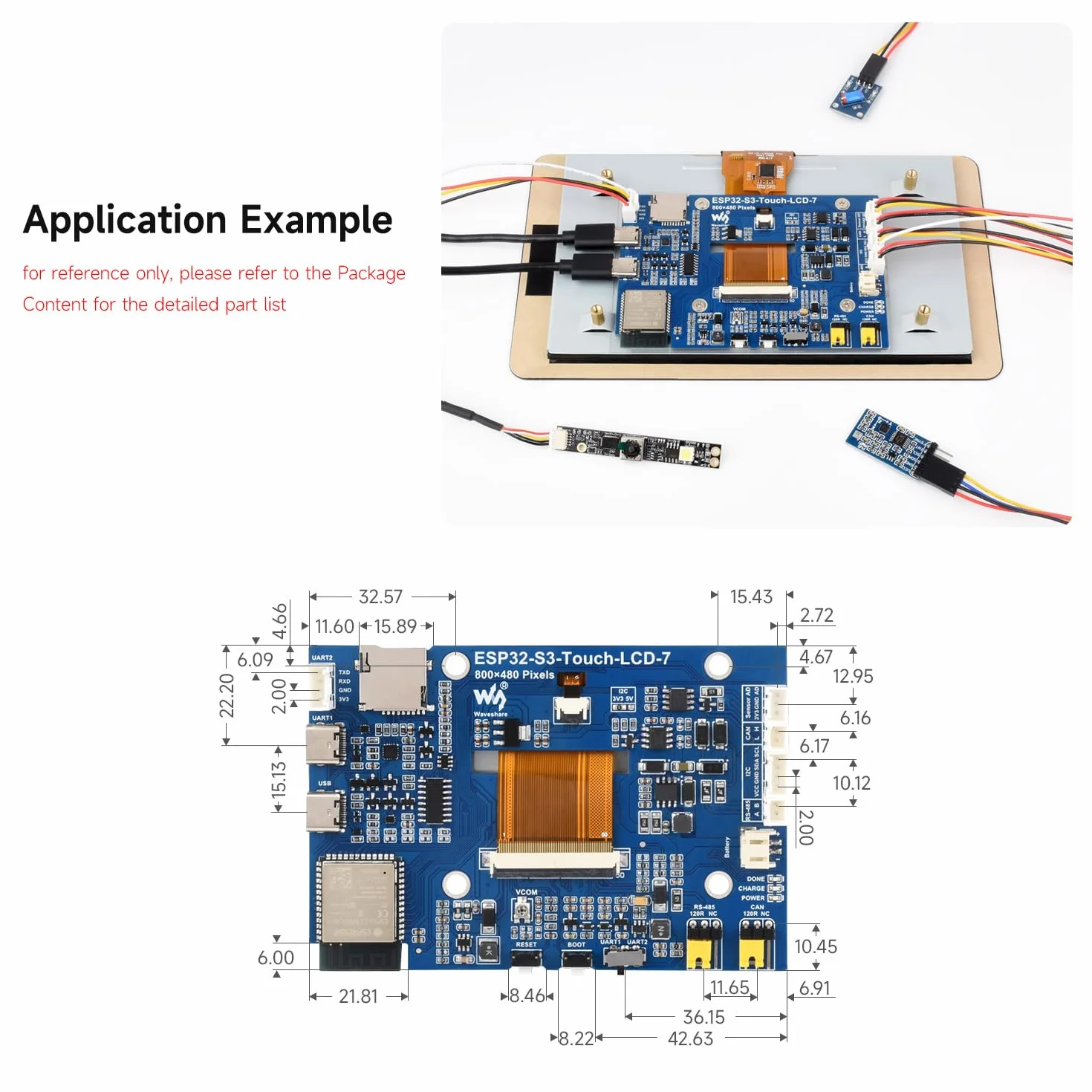 Waveshare ESP32-S3 7inch Capacitive Touch LCD Development Board, ESP32 with Display, 800x480, 5-Point Touch, 240MHz, Supports WiFi, Onboard Antenna, Suitable for ESPHome/Home Assistant Project